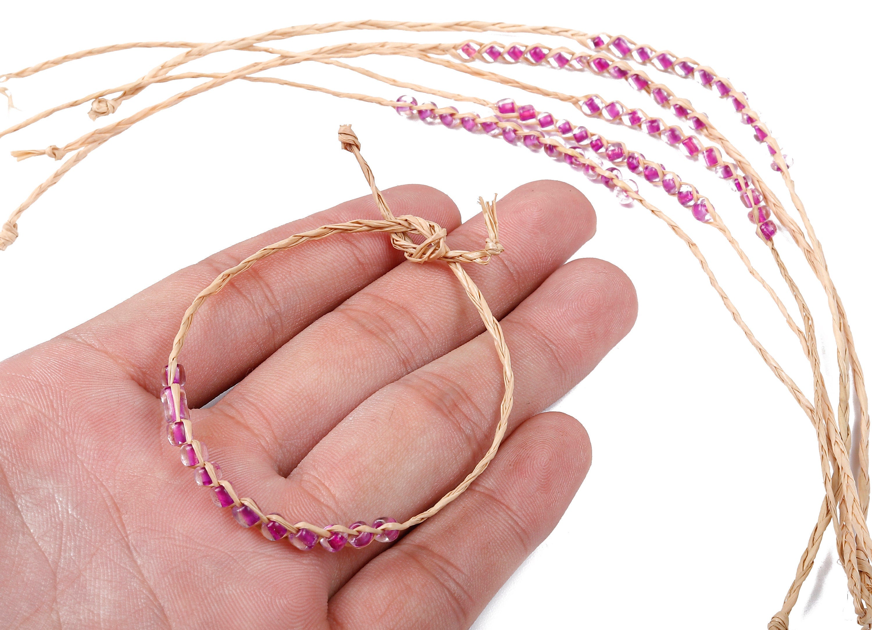Lafite Grass Knotted Bracelet with Acrylic Beads - Lafite Grass Bracelet - Acrylic Beads Bracelet - Bracelet Jewelry - 264x4.29mm - LS1001 - DOMEDBAZAAR