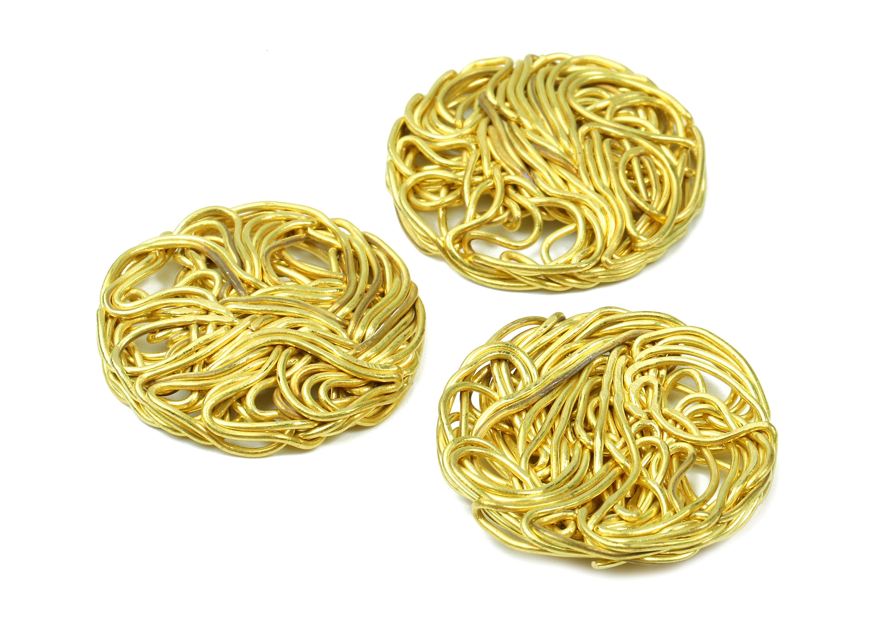 Brass Round Charms - Brass Round Hammered Earring Wires Pendant - Earring Findings - Jewelry Supplies - 25.16x25.16x3.51mm - PP2900 - DOMEDBAZAAR