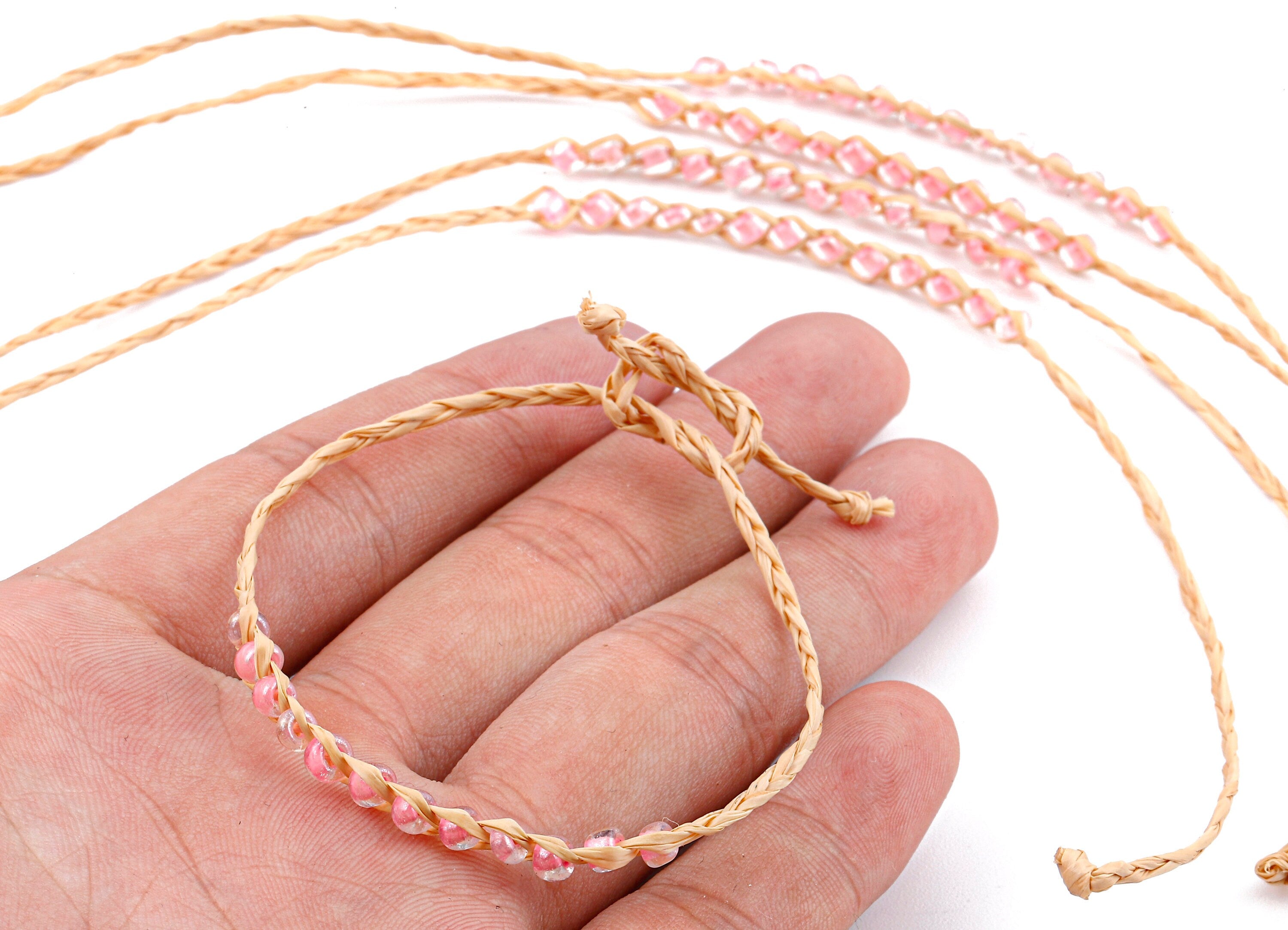 Lafite Grass Knotted Bracelet with Acrylic Beads - Lafite Grass Bracelet - Acrylic Beads Bracelet - Bracelet Jewelry - 264x4.29mm - LS1006 - DOMEDBAZAAR