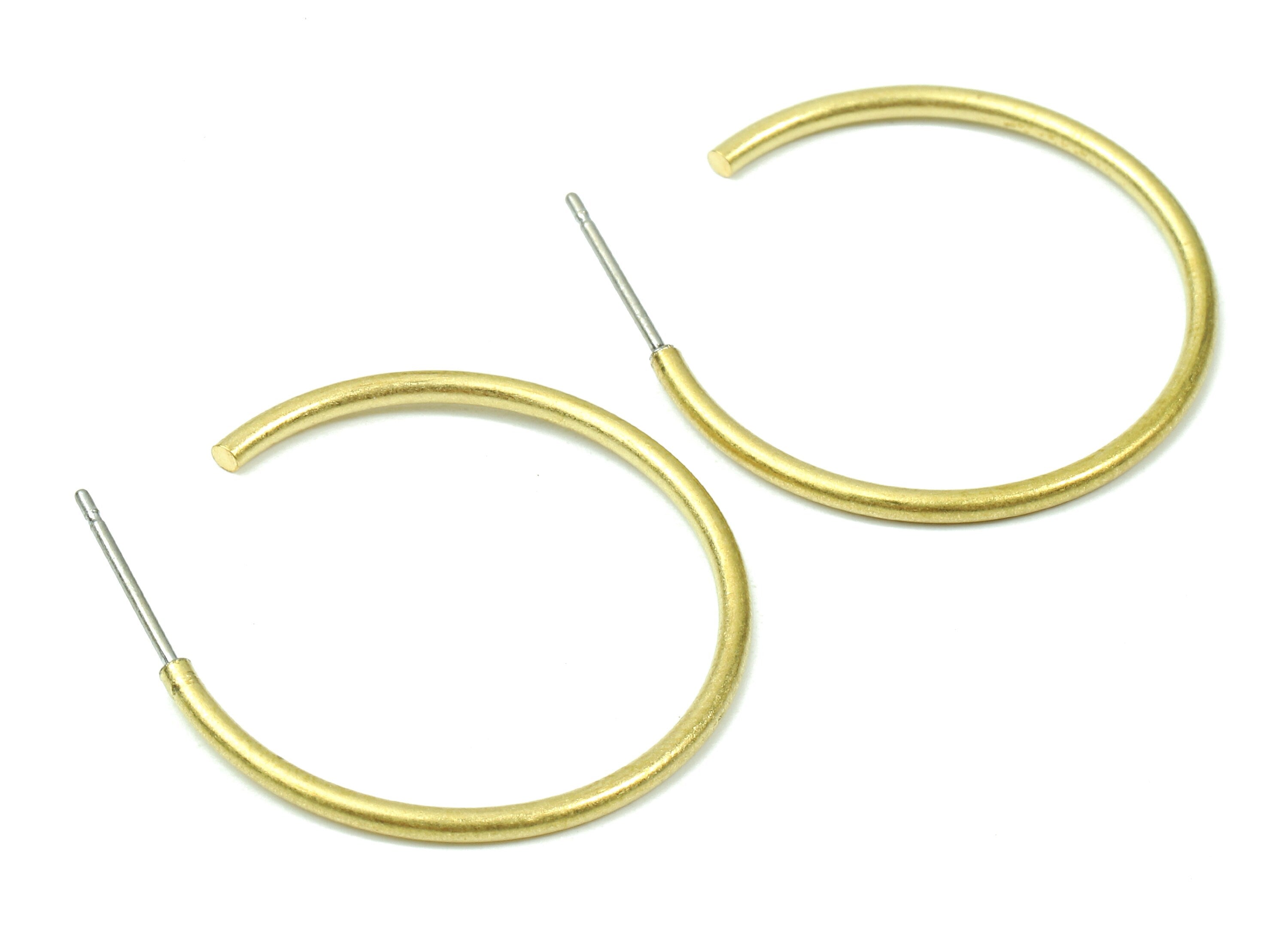 Brass C Earring Post 1.6x30 - Raw Brass C Earring Stud - Earring Posts - Jewelry Supplies - 28.1x28.1x1.7mm - PP2836 - DOMEDBAZAAR