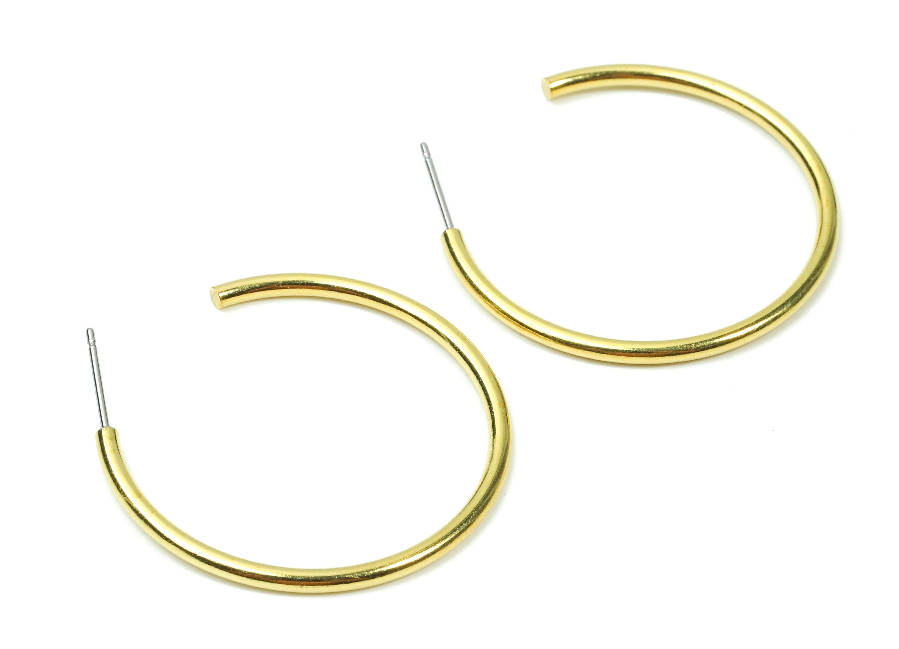 Brass C Earring Post 2.0x35 - Raw Brass C Earring Stud - Earring Posts - Jewelry Supplies - 34.6x34.6x1.58mm - PP2838 - DOMEDBAZAAR