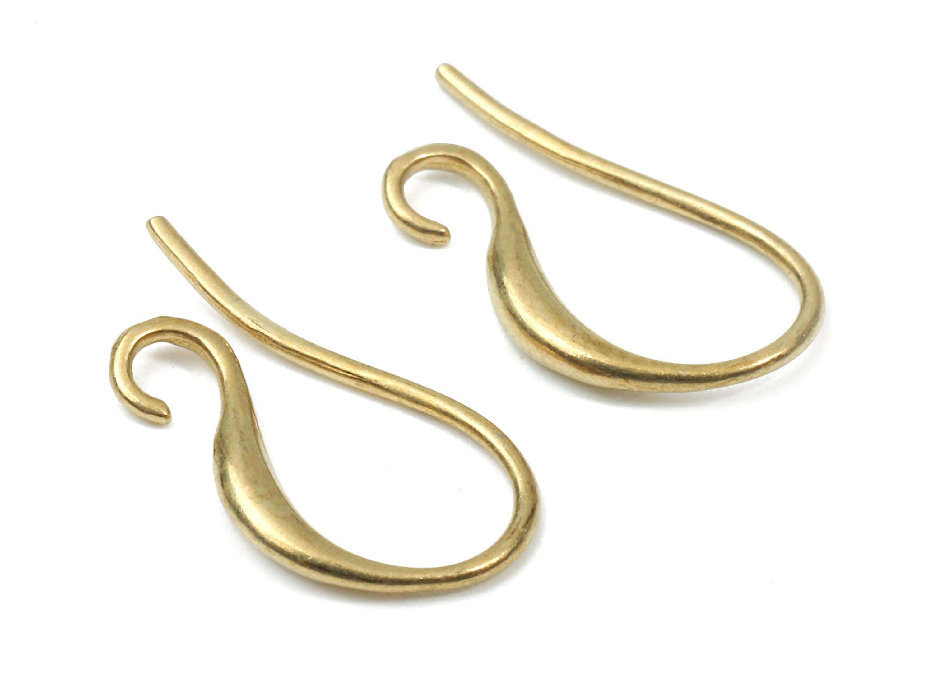 Brass Earring Hooks - Raw Brass Earring Wires - Brass Ear Hooks Findings - Jewelry Supplies - 17.7x9.29x2.05mm - PP2893 - DOMEDBAZAAR