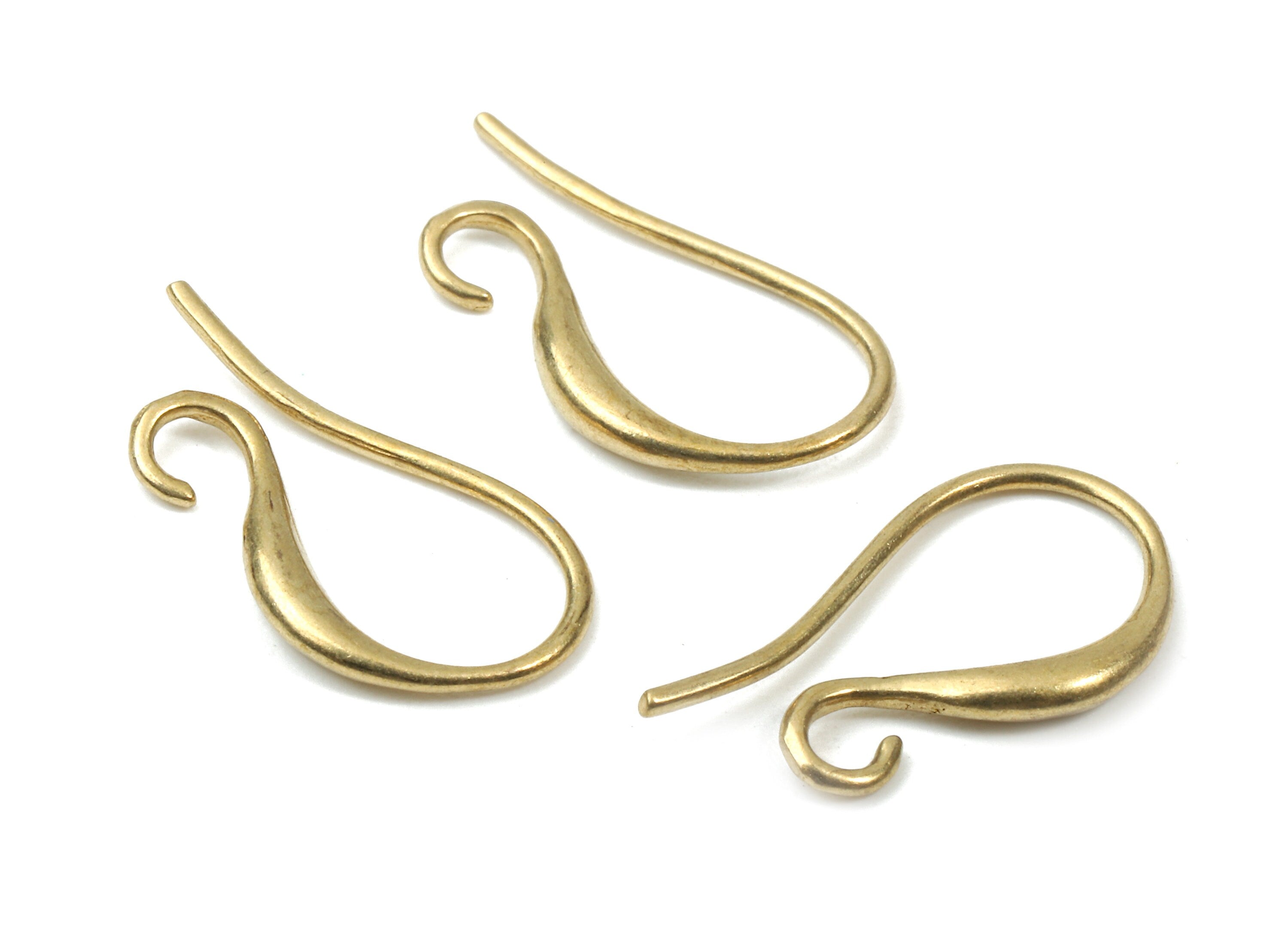 Brass Earring Hooks - Raw Brass Earring Wires - Brass Ear Hooks Findings - Jewelry Supplies - 17.7x9.29x2.05mm - PP2893 - DOMEDBAZAAR