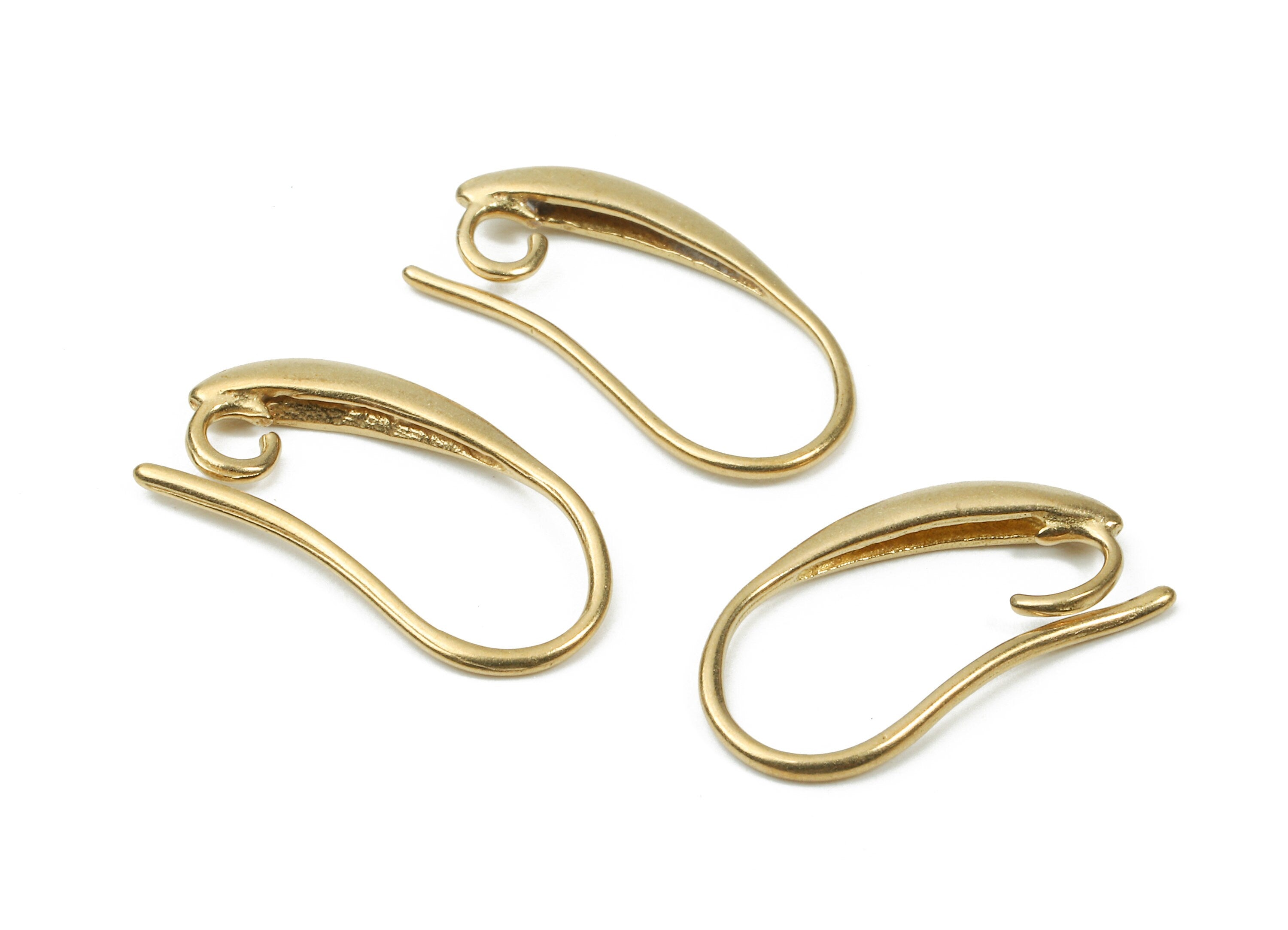 Brass Earring Hooks - Raw Brass Earring Wires - Brass Ear Hooks Findings - Jewelry Supplies - 19.46x9.78x2.43mm - PP2895 - DOMEDBAZAAR