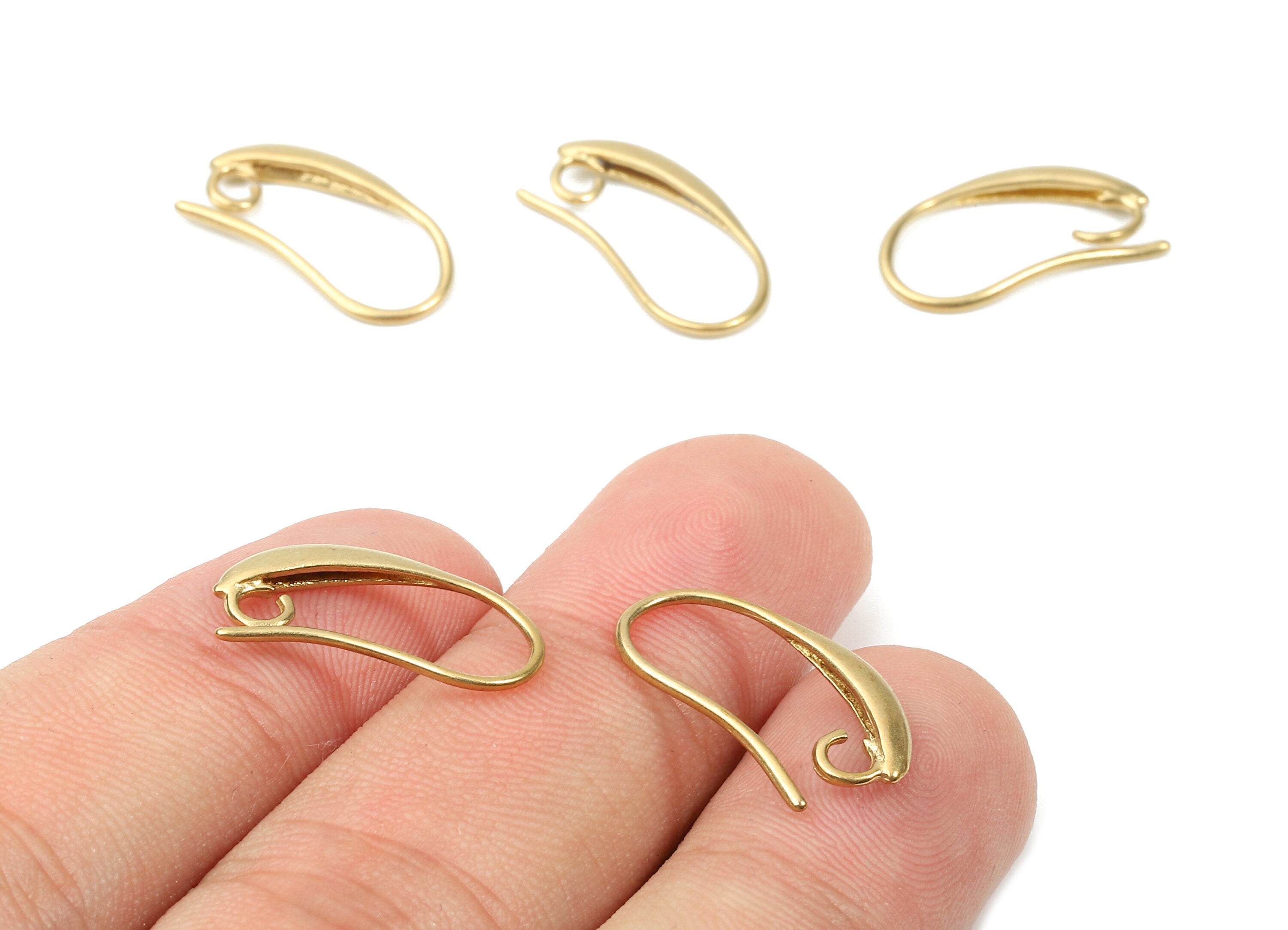 Brass Earring Hooks - Raw Brass Earring Wires - Brass Ear Hooks Findings - Jewelry Supplies - 19.46x9.78x2.43mm - PP2895 - DOMEDBAZAAR