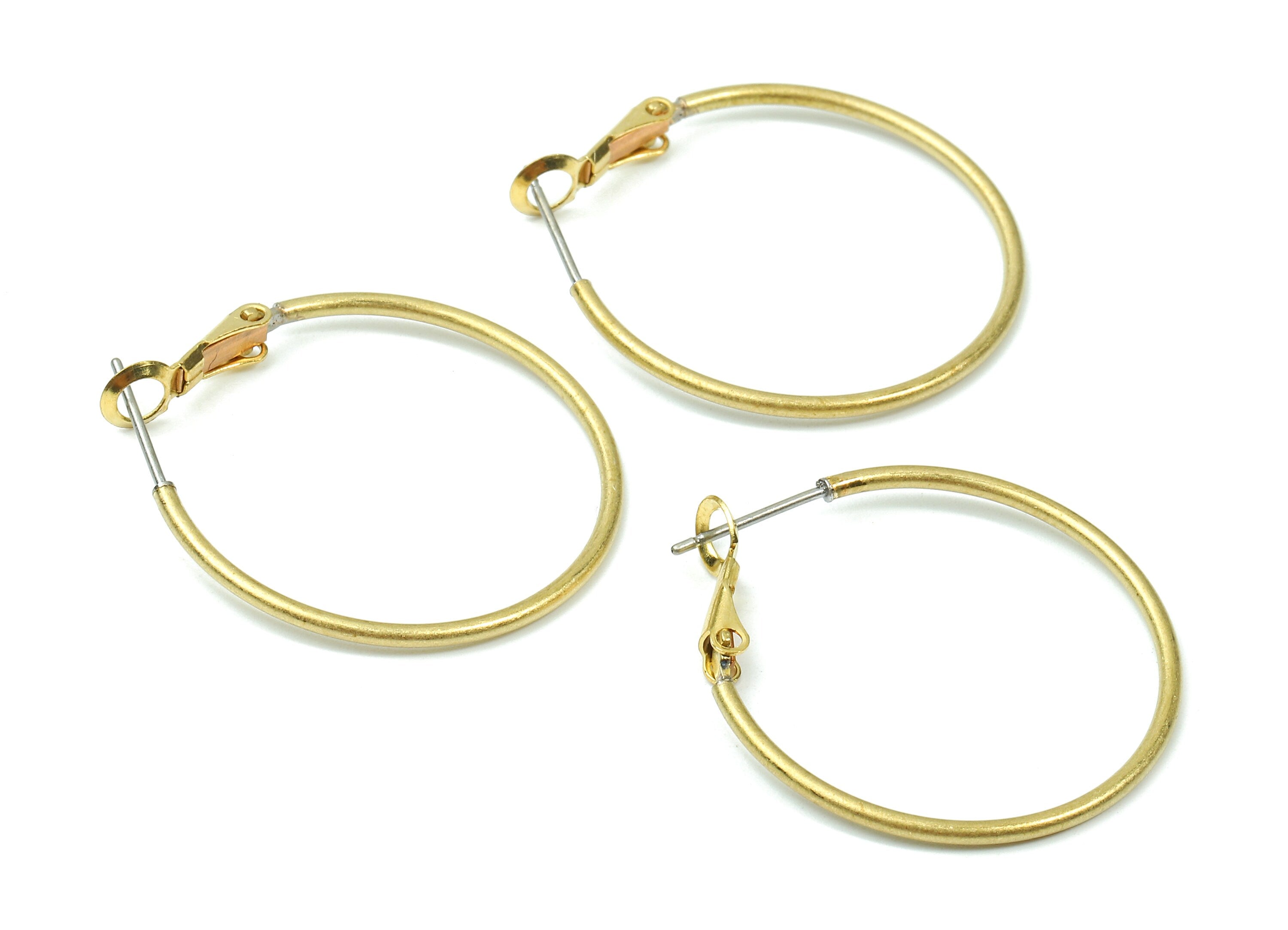 Brass Earrings Hoop 1.5x30 - Raw Brass Earring Circle Clasp - Earring Findings - Jewelry Supplies - 34.55x30.17x1.48mm - PP2841 - DOMEDBAZAAR