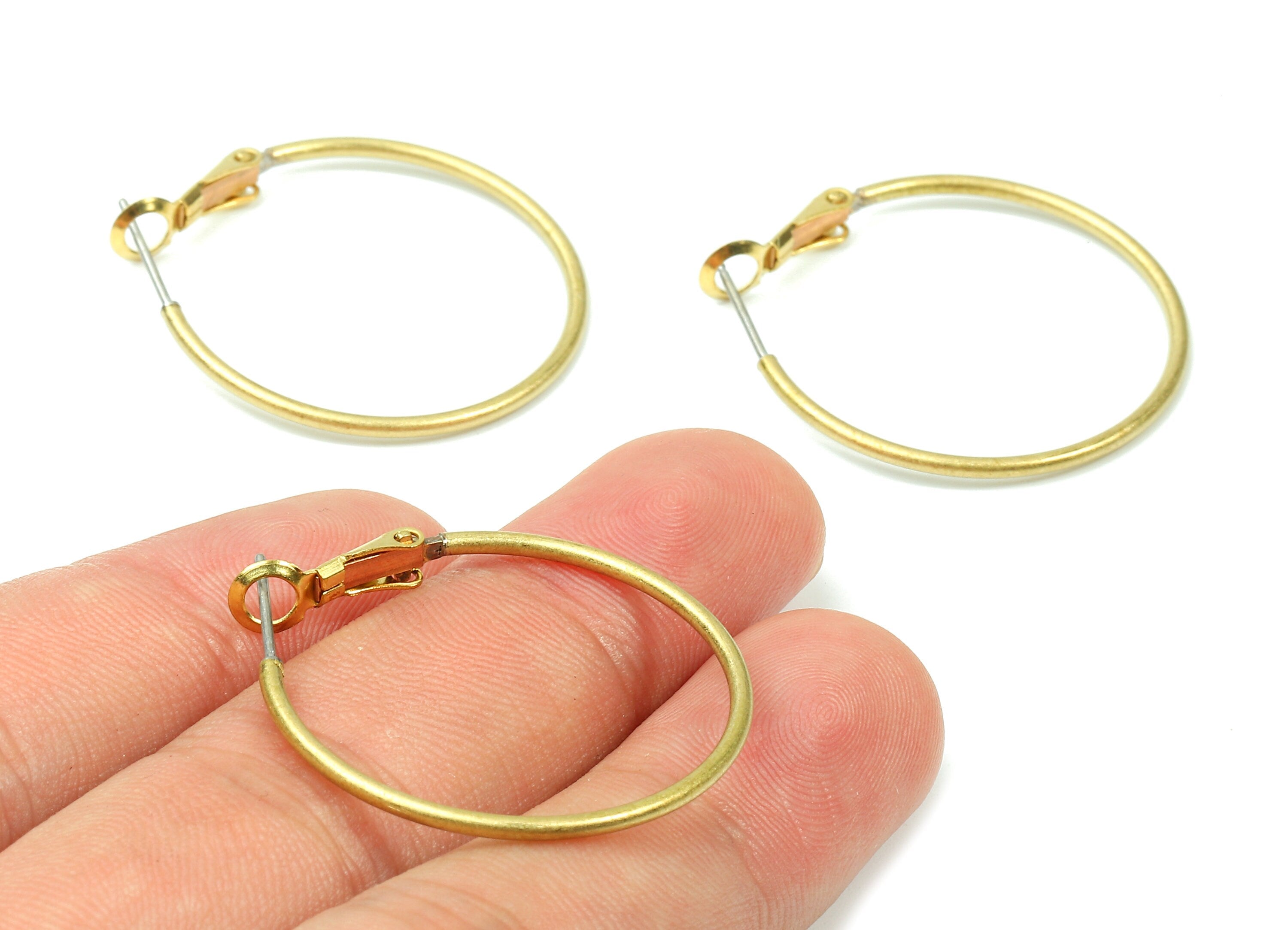Brass Earrings Hoop 1.5x30 - Raw Brass Earring Circle Clasp - Earring Findings - Jewelry Supplies - 34.55x30.17x1.48mm - PP2841 - DOMEDBAZAAR