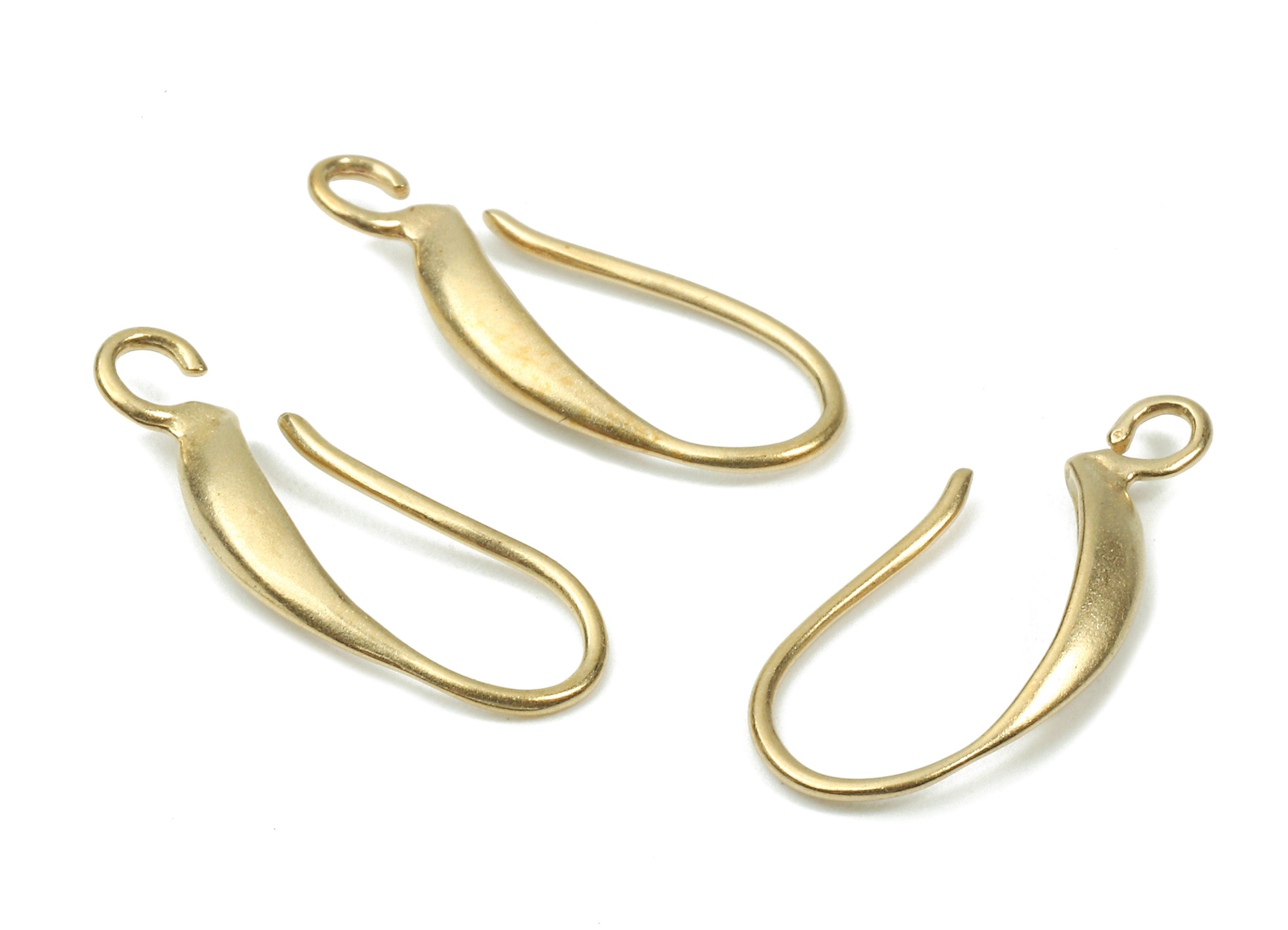 Brass Earring Hooks - Raw Brass Earring Wires - Brass Ear Hooks Findings - Jewelry Supplies - 18.09x8x2.27mm - PP2896 - DOMEDBAZAAR