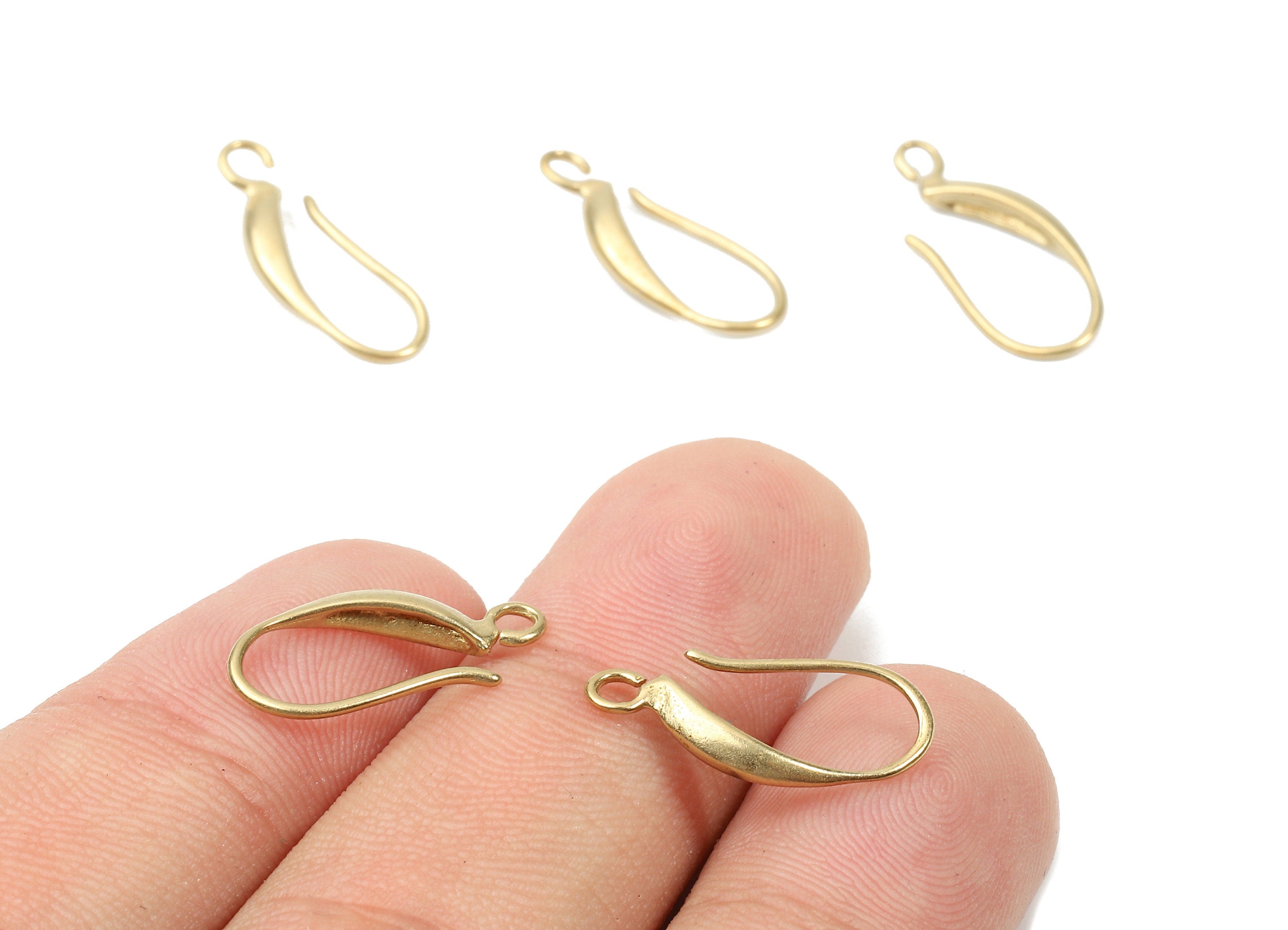 Brass Earring Hooks - Raw Brass Earring Wires - Brass Ear Hooks Findings - Jewelry Supplies - 18.09x8x2.27mm - PP2896 - DOMEDBAZAAR