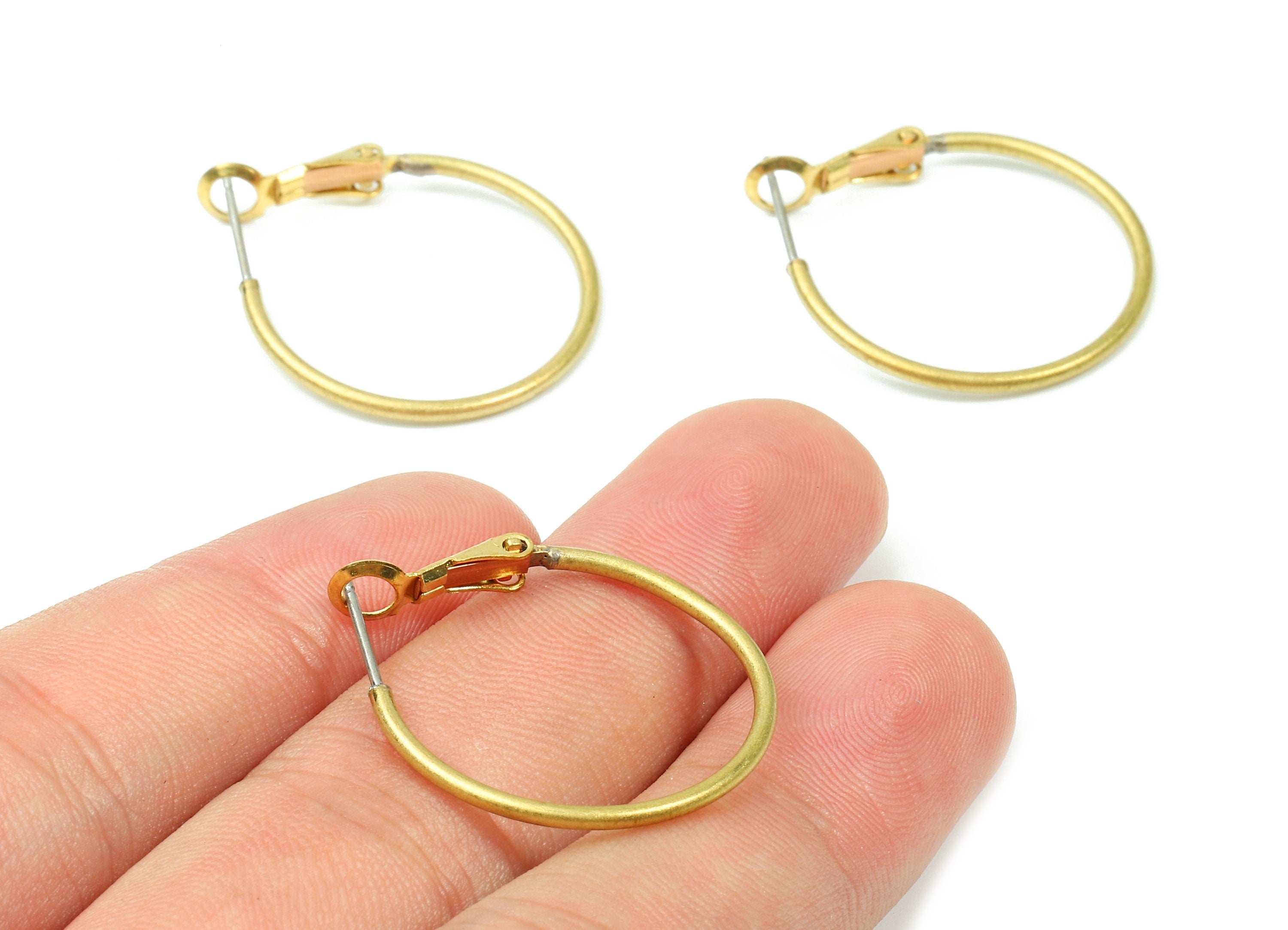 Brass Earrings Hoop 1.5x25 - Raw Brass Earring Circle Clasp - Earring Findings - Jewelry Supplies - 30.91x25.14x1.49mm - PP2840 - DOMEDBAZAAR