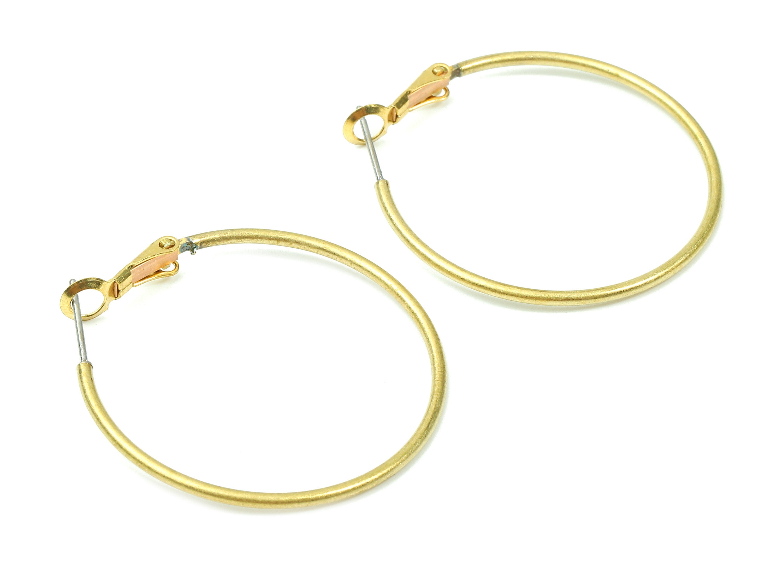 Brass Earrings Hoop 1.5x35 - Raw Brass Earring Circle Clasp - Earring Findings - Jewelry Supplies - 38.66x35.16x1.53mm - PP2842 - DOMEDBAZAAR