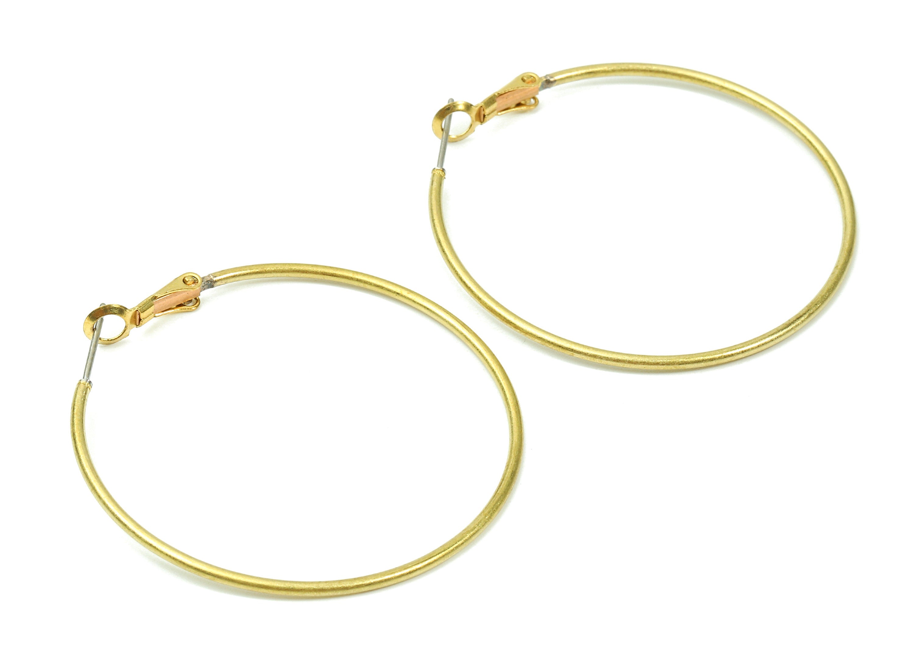 Brass Earrings Hoop 1.5x45 - Raw Brass Earring Circle Clasp - Earring Findings - Jewelry Supplies - 47.28x44.98x1.49mm - PP2844 - DOMEDBAZAAR