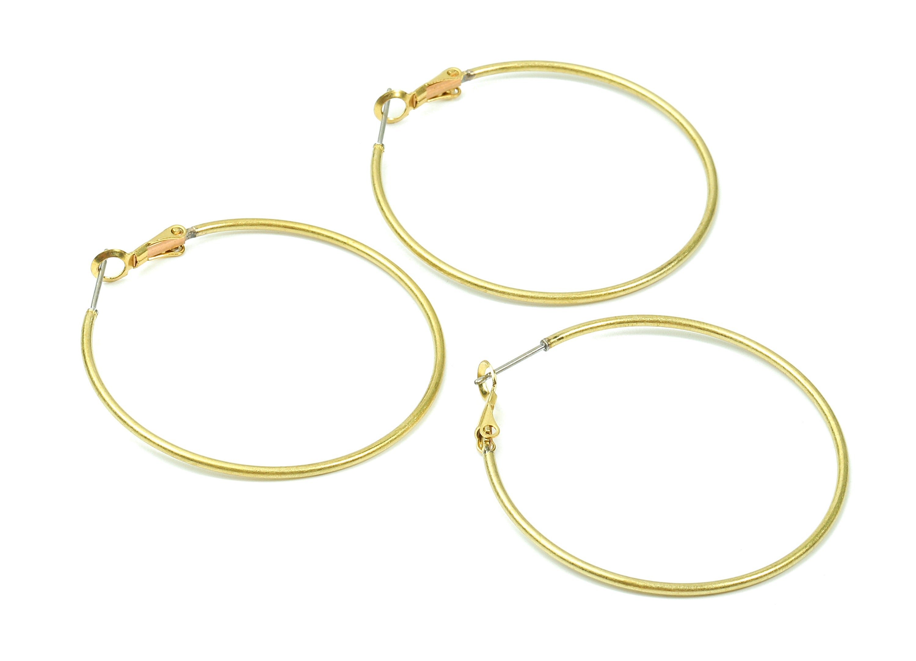 Brass Earrings Hoop 1.5x45 - Raw Brass Earring Circle Clasp - Earring Findings - Jewelry Supplies - 47.28x44.98x1.49mm - PP2844 - DOMEDBAZAAR