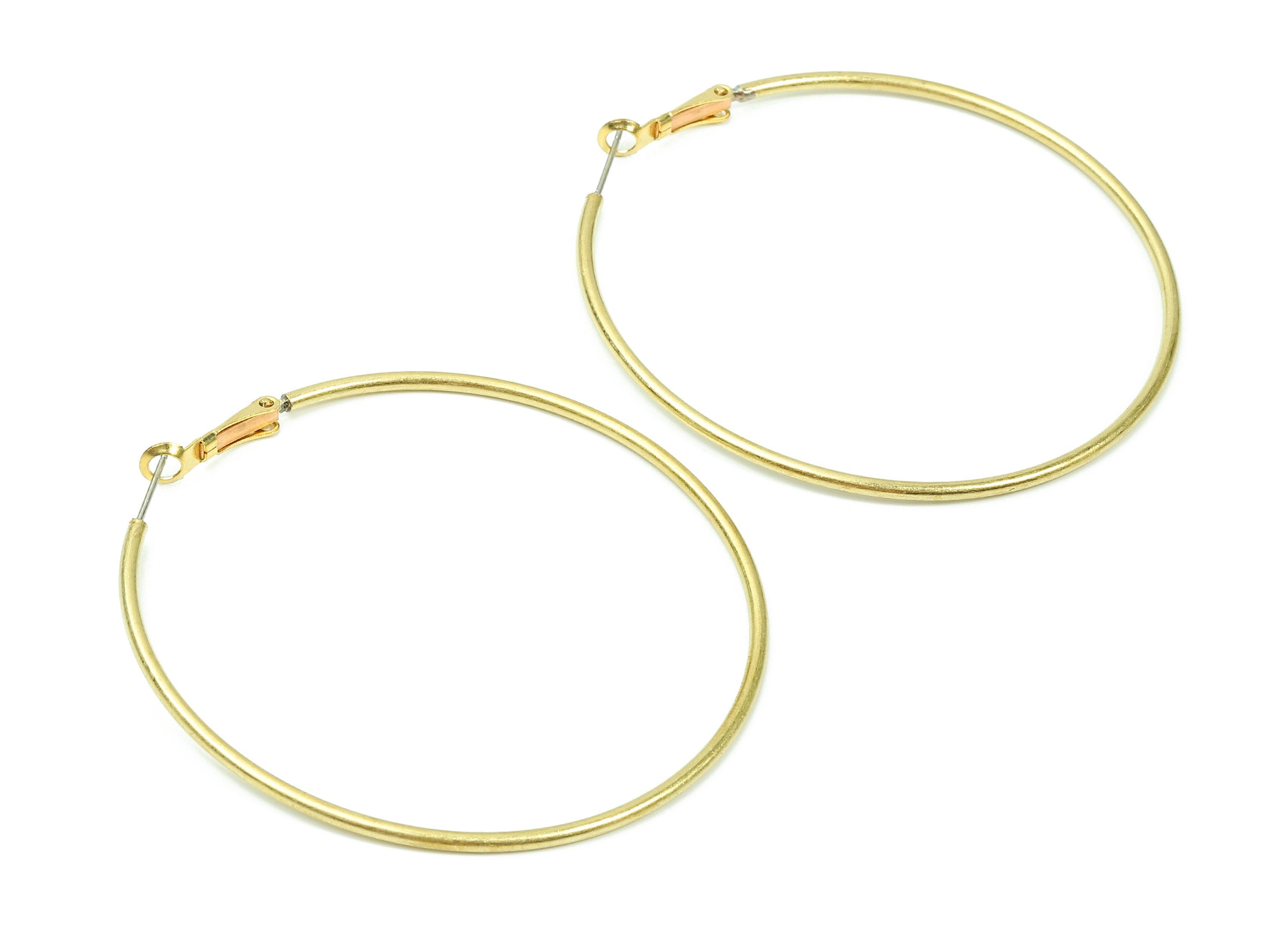 Brass Earrings Hoop 2.0x65 - Raw Brass Earring Circle Clasp - Earring Findings - Jewelry Supplies - 65.6x63.74x1.99mm - PP2846 - DOMEDBAZAAR