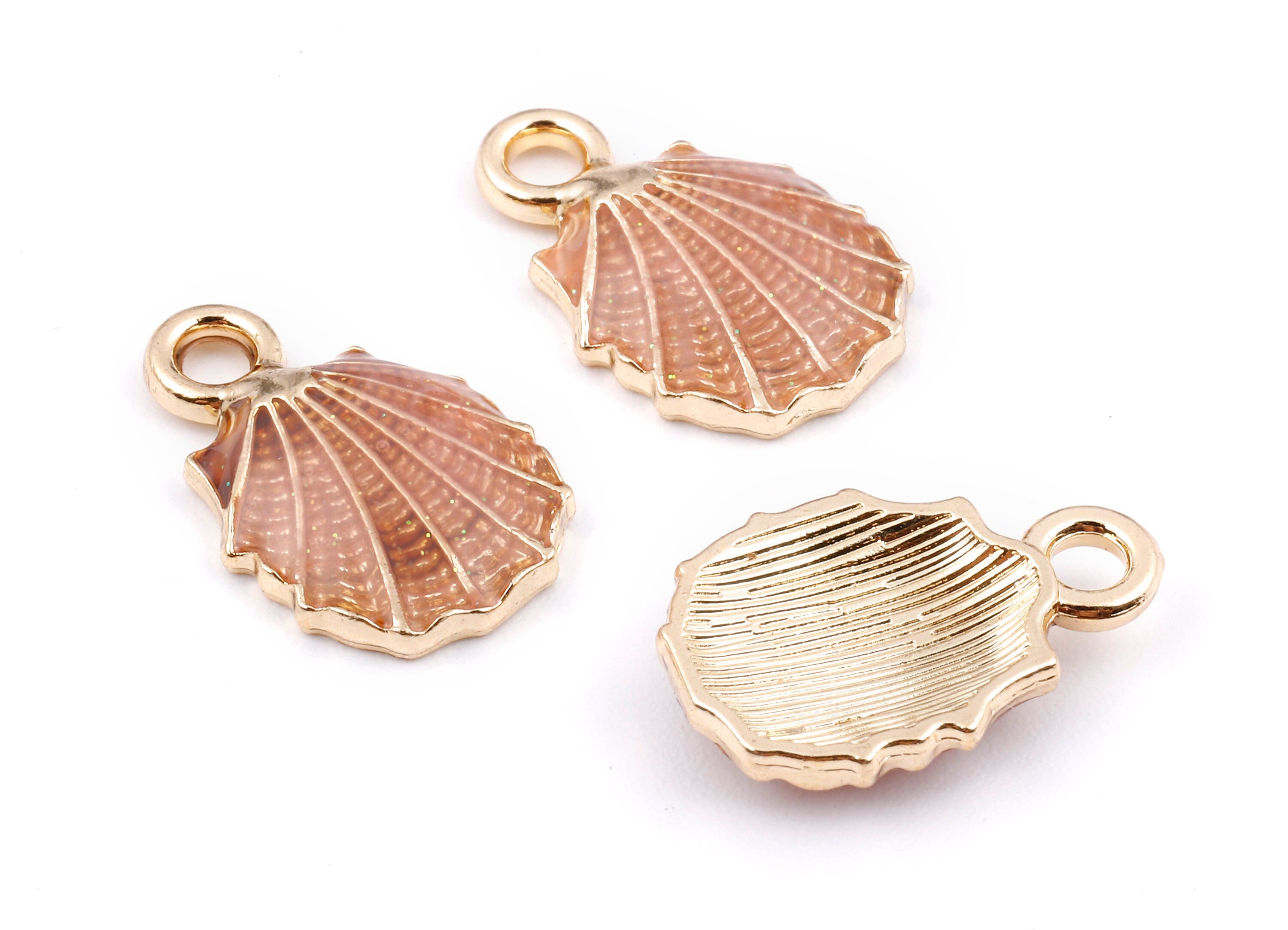 Alloy Mussel Shell Charms - Zinc Alloy Mussel Shell Earrings - Mussel Shell Enamel Pendant - Necklace Pendant - 18.36x12.07x1.73mm - ZZ1391D - DOMEDBAZAAR