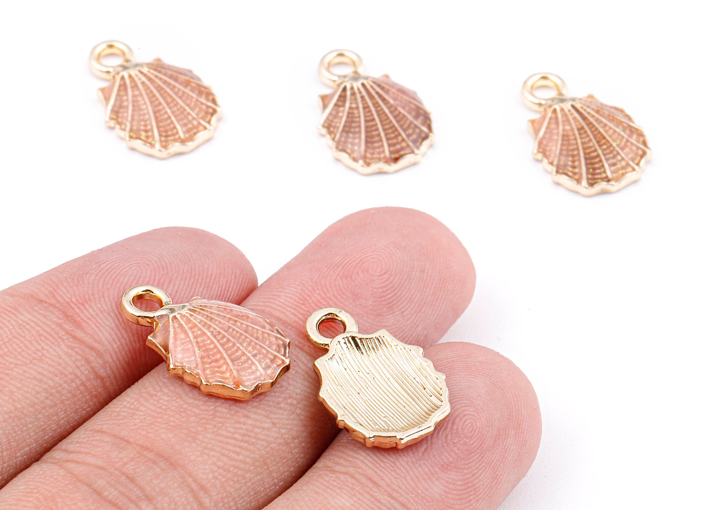 Alloy Mussel Shell Charms - Zinc Alloy Mussel Shell Earrings - Mussel Shell Enamel Pendant - Necklace Pendant - 18.36x12.07x1.73mm - ZZ1391D - DOMEDBAZAAR