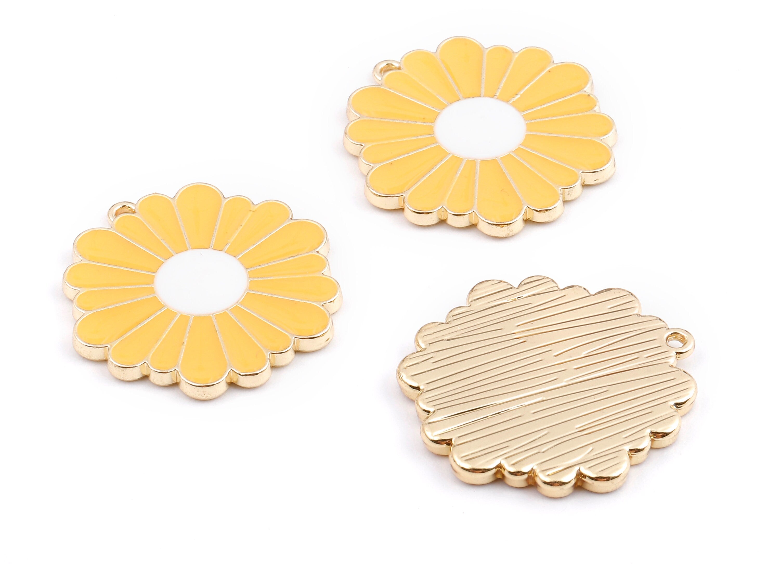 Alloy Daisy Charms - Zinc Alloy Daisy Earrings - Daisy Enamel Pendant - Necklace Pendant - 24.89x23.6x1.94mm - ZZ1402A - DOMEDBAZAAR