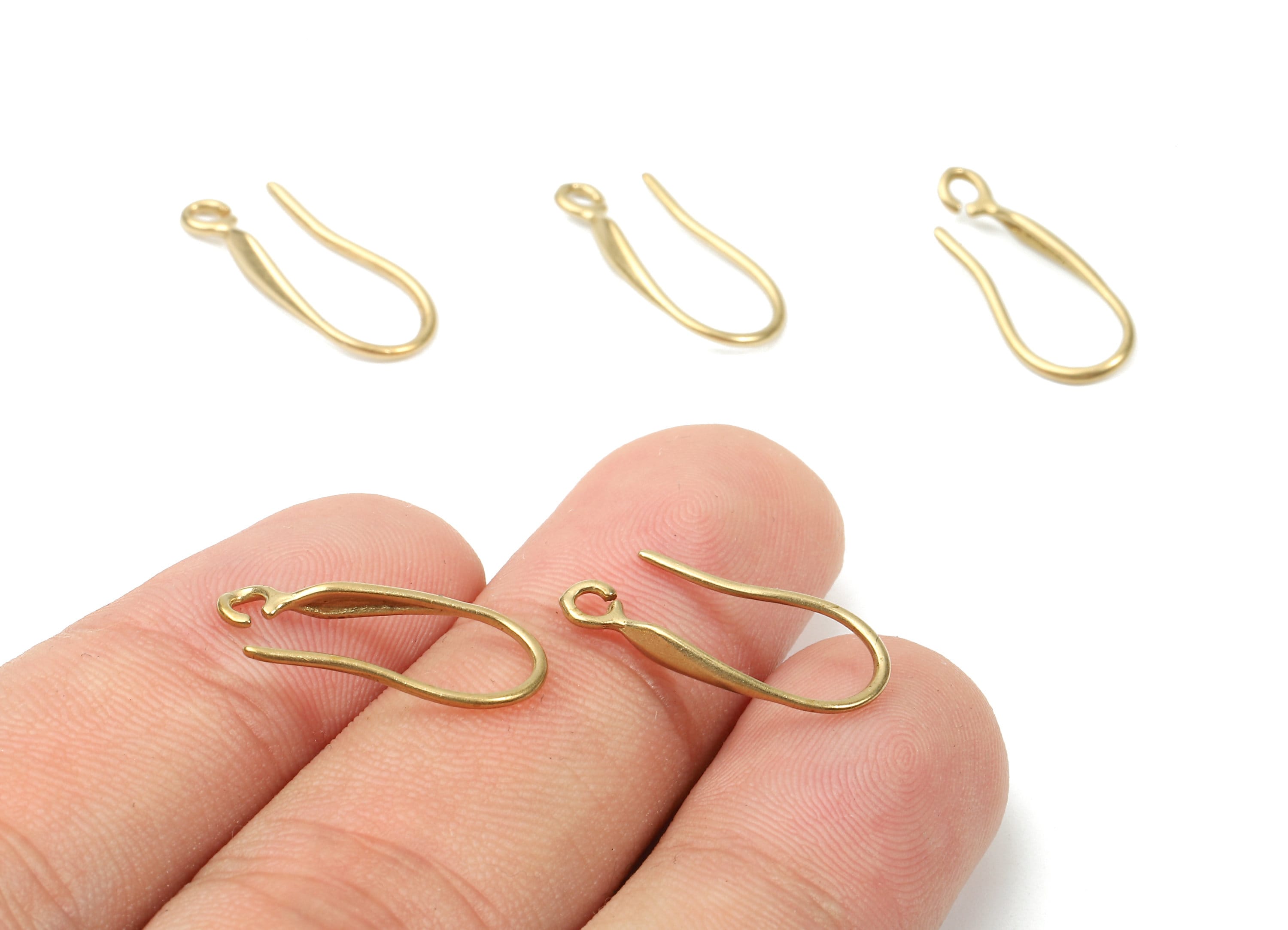 Brass Earring Hooks - Raw Brass Earring Wires - Brass Ear Hooks Findings - Jewelry Supplies - 19.61x8.87x0.97mm - PP2883 - DOMEDBAZAAR