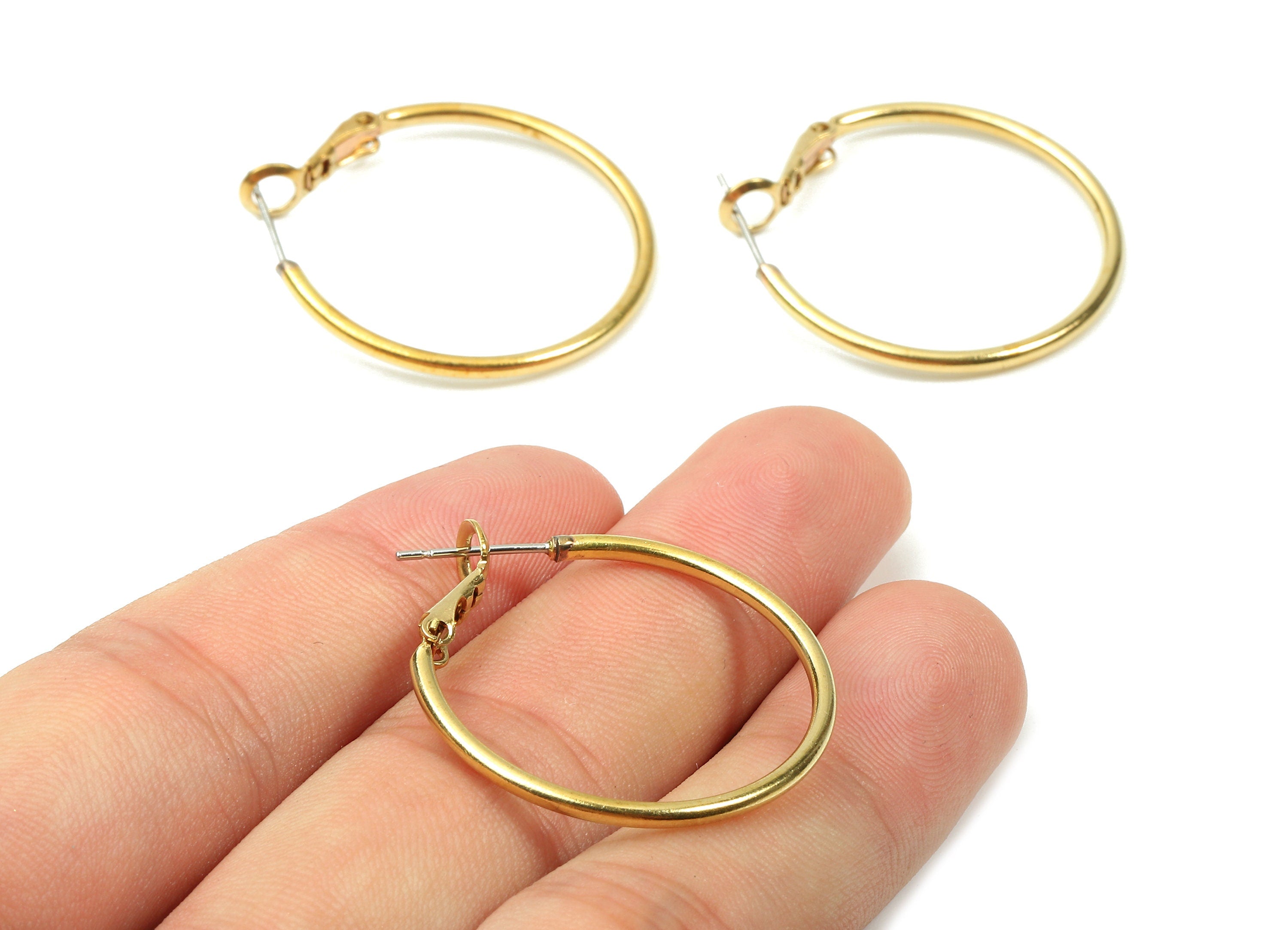 Brass Earrings Hoop - Raw Brass Earring Clasp - Brass Earring Circle Clasp Findings - Jewelry Supplies - 34x30x1.8mm - PP2870 - DOMEDBAZAAR