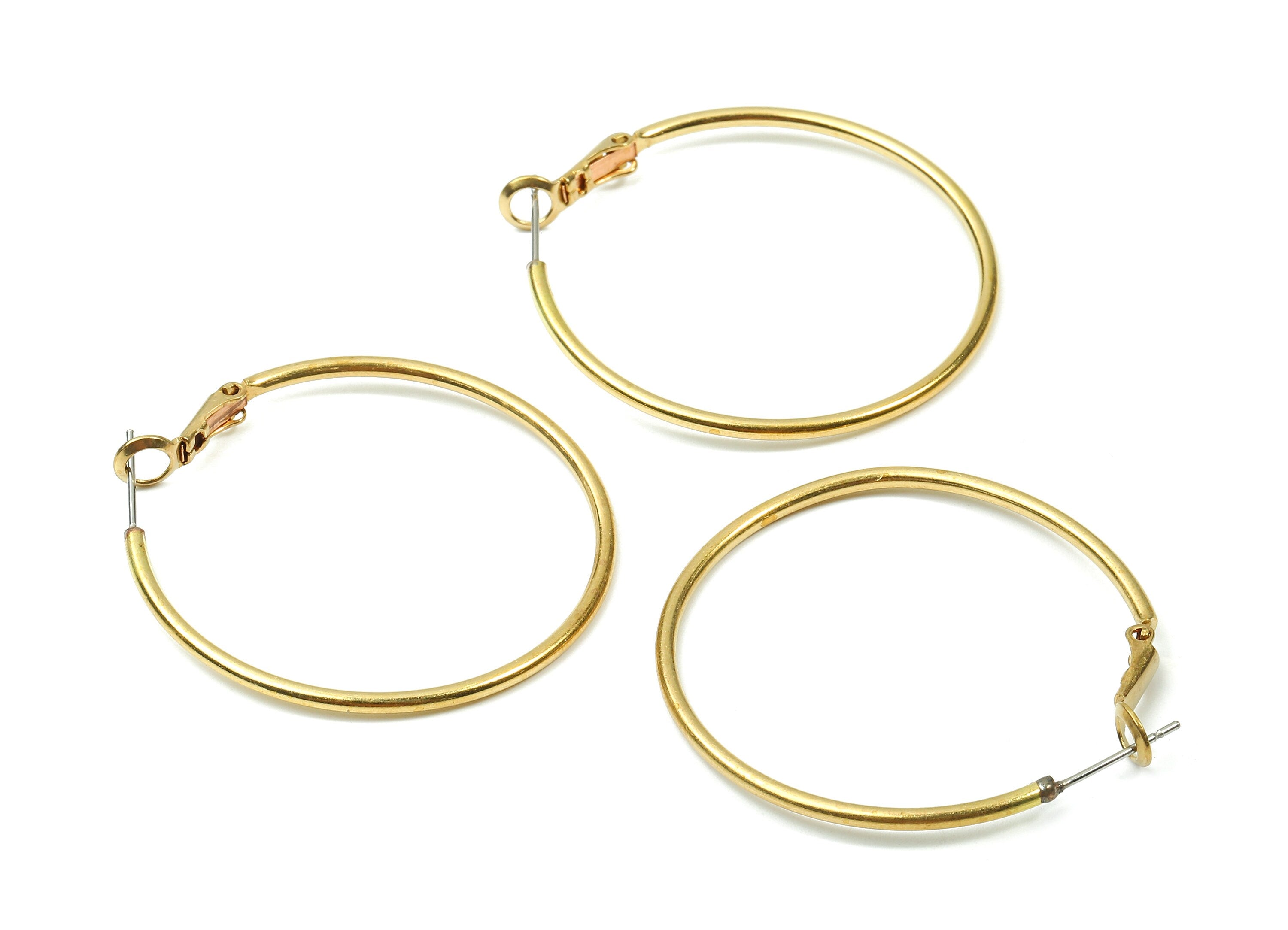 Brass Earrings Hoop - Raw Brass Earring Clasp - Brass Earring Circle Clasp Findings - Jewelry Supplies - 42.41x40.16x1.81mm - PP2871 - DOMEDBAZAAR