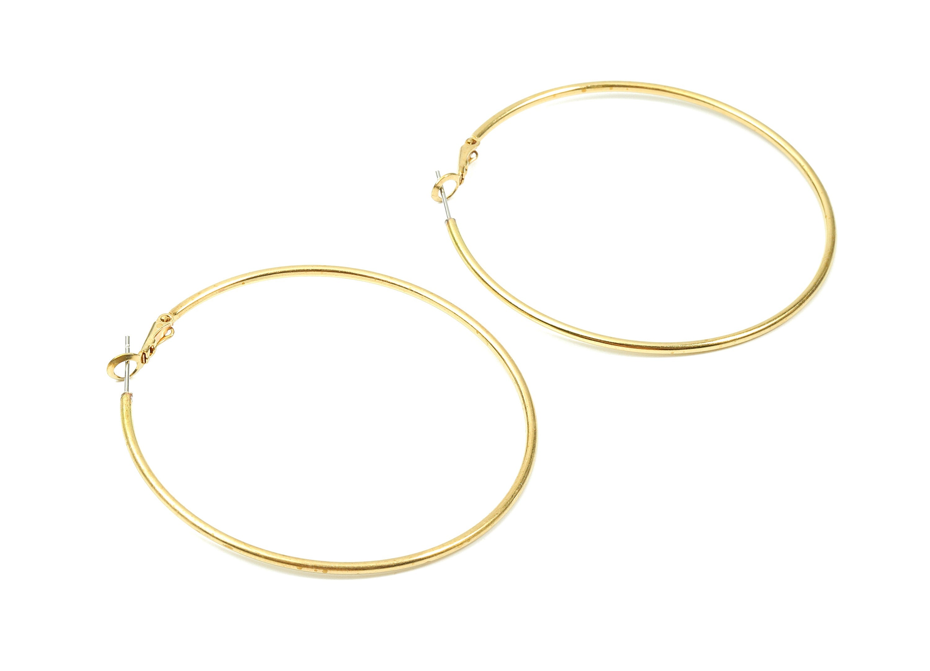 Brass Earrings Hoop - Raw Brass Earring Clasp - Brass Earring Circle Clasp Findings - Jewelry Supplies - 60.95x59.88x1.8mm - PP2873 - DOMEDBAZAAR