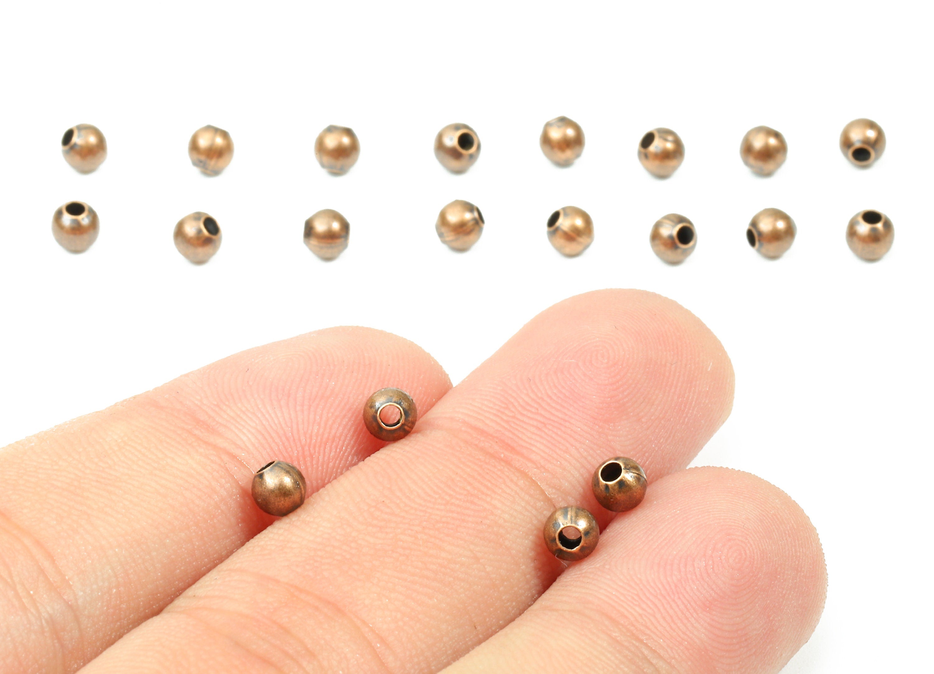 Brass Spacer Ball Beads 4.0 - Antique Copper Spacer Ball Beads - Necklace Beads - Earring Finding - Jewelry Supplies - 3.89x3.7mm - PP2814C - DOMEDBAZAAR