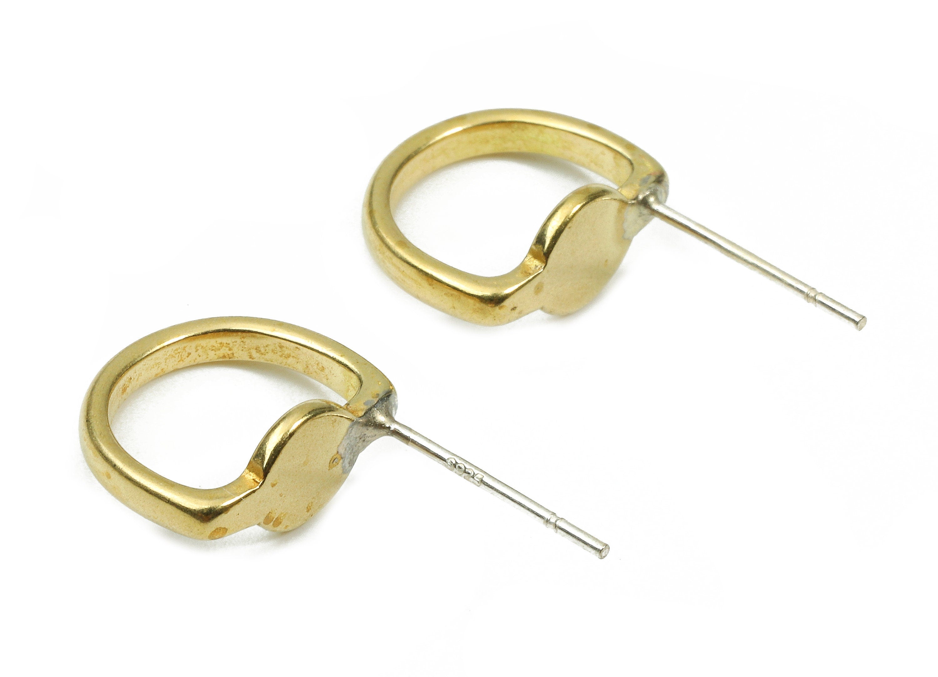 Brass D Earring Post - Raw Brass D Earring Stud - Earring Findings - Jewelry Supplies - 12.25x10.3x1.22mm - PP2877 - DOMEDBAZAAR