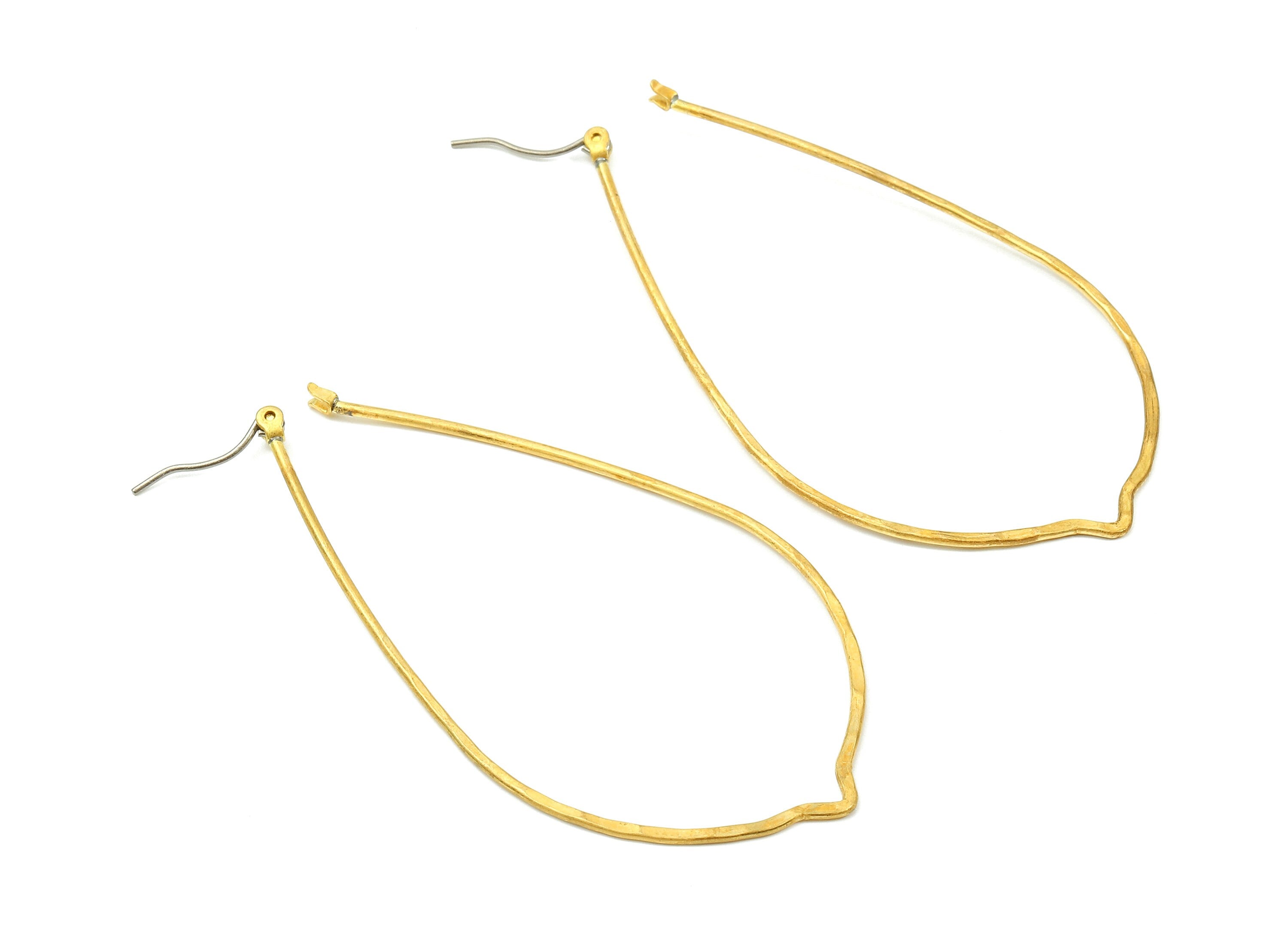 Brass Drop Earring Stud - Raw Brass Earring Wire - Earring Findings - Jewelry Supplies - 67.04x38.72x0.93mm - PP2868 - DOMEDBAZAAR