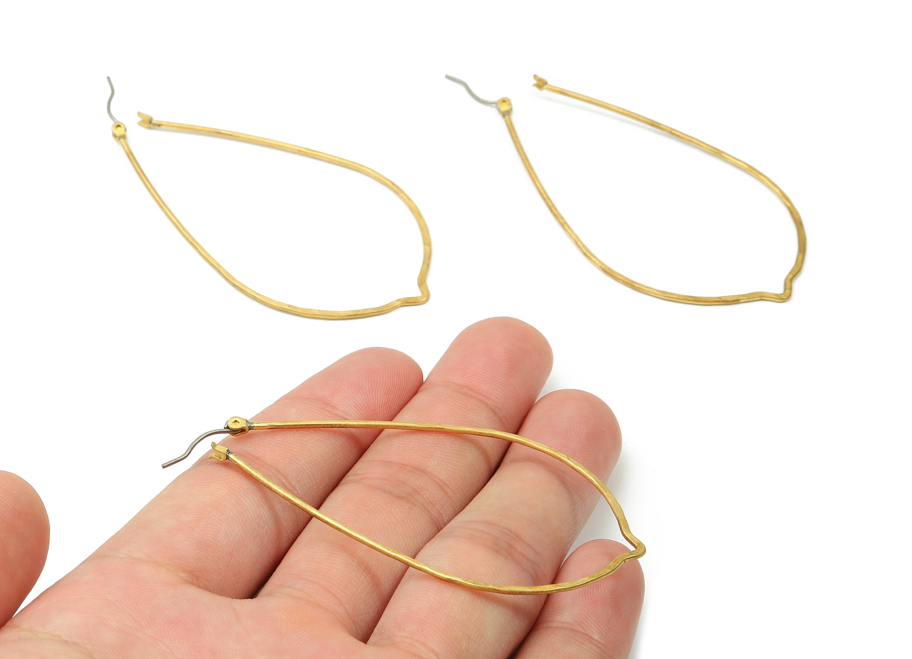 Brass Drop Earring Stud - Raw Brass Earring Wire - Earring Findings - Jewelry Supplies - 67.04x38.72x0.93mm - PP2868 - DOMEDBAZAAR