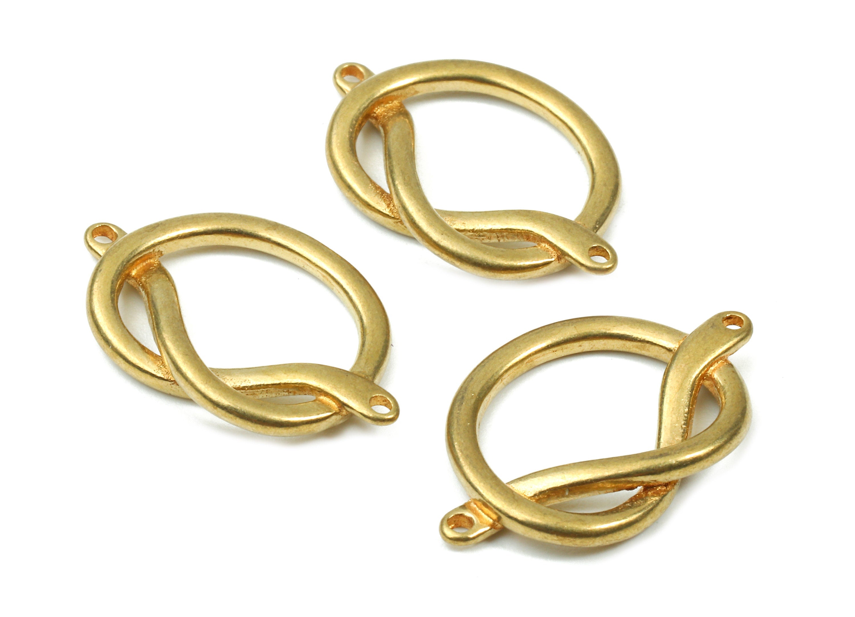 Brass Knot Connectors - Raw Brass Knot Connectors - Brass Knot bracelet and Pendant - 2 Holes - 19.87x13.04x2.88mm - PP2880 - DOMEDBAZAAR