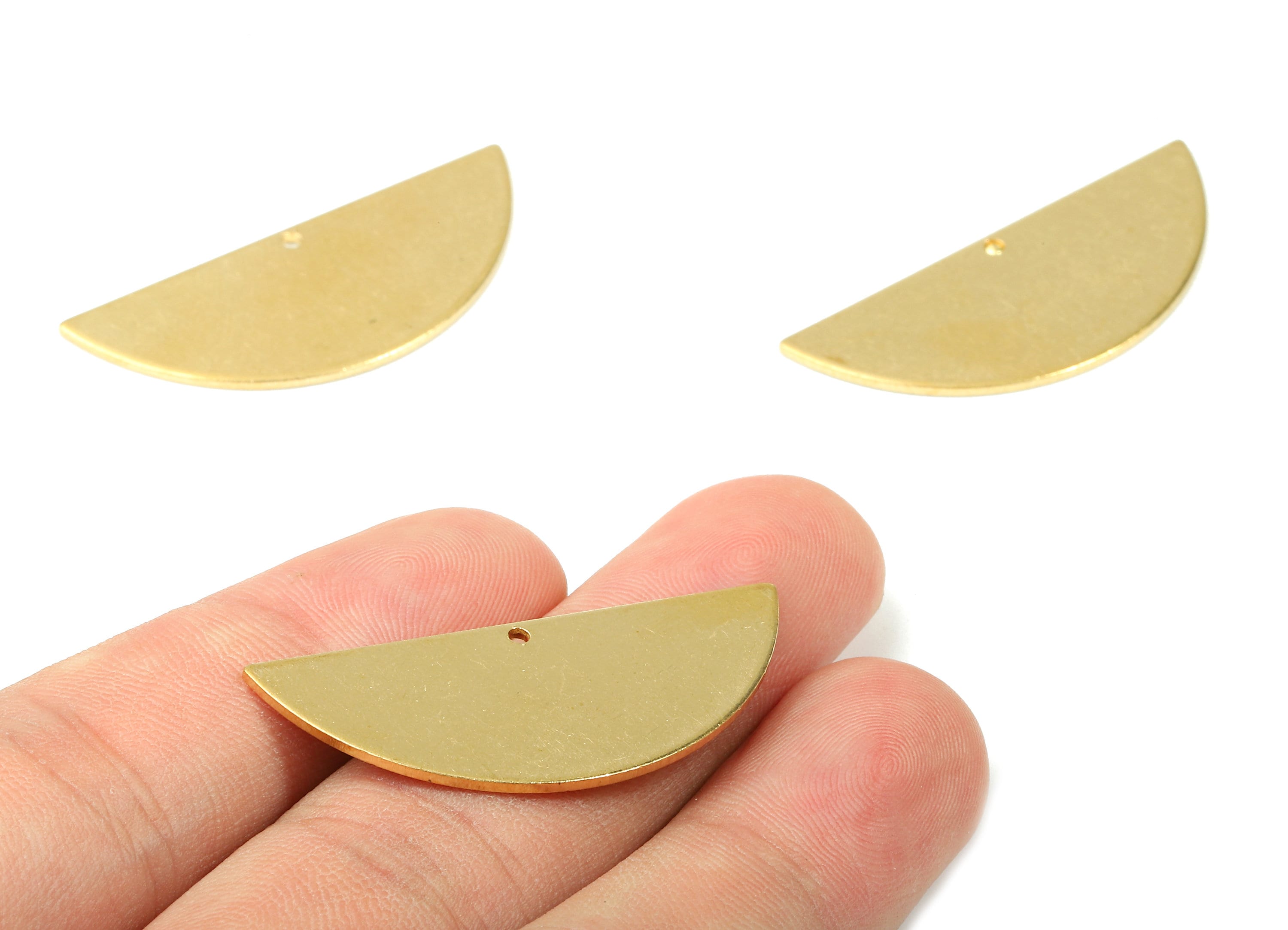 Personalized stamping blank - Brass Semicircle Charms - Raw Brass Semicircle Earrings and Pendant- 39.22x15.47x0.99m - PP2955 - DOMEDBAZAAR