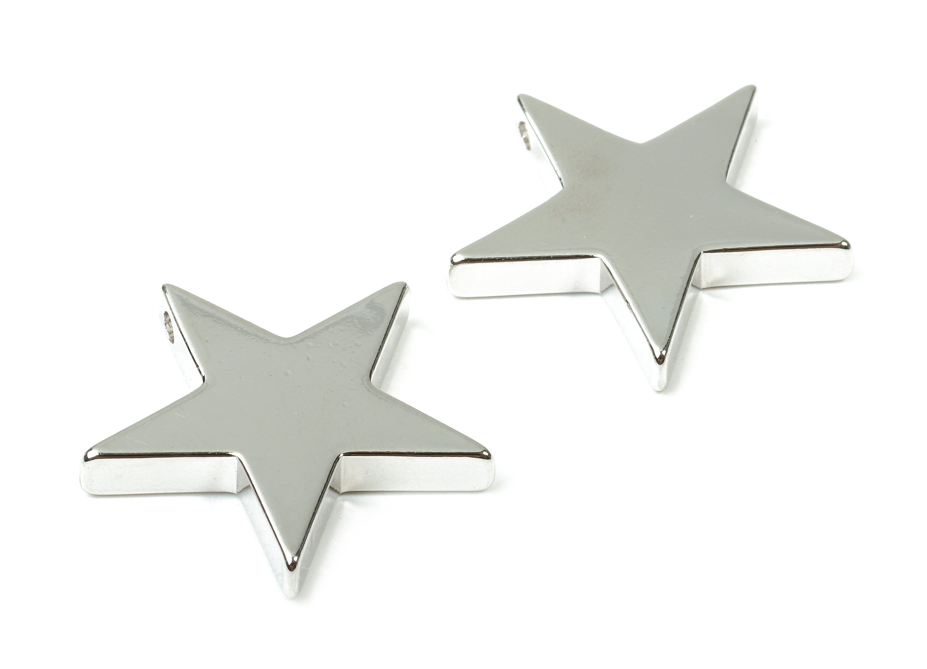 Brass Star Charms - Brass Star Stamping Blank - 18K Real White Gold Plated Raw Brass - Necklace Pendant - 21.65x21.65x3.02mm - RGP2253 - DOMEDBAZAAR
