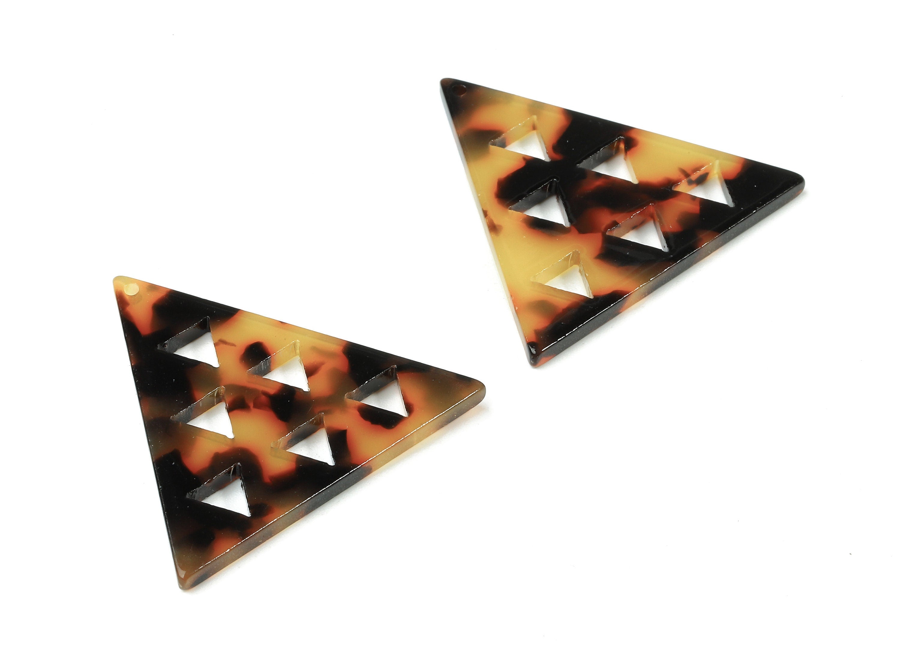 Acetate Triangle Charms - Tortoise Shell Earrings - Triangle Pendant - Jewelry Supplies - Color Code: A01 - 34.57x34.57x2.59mm - AC1713-A01 - DOMEDBAZAAR