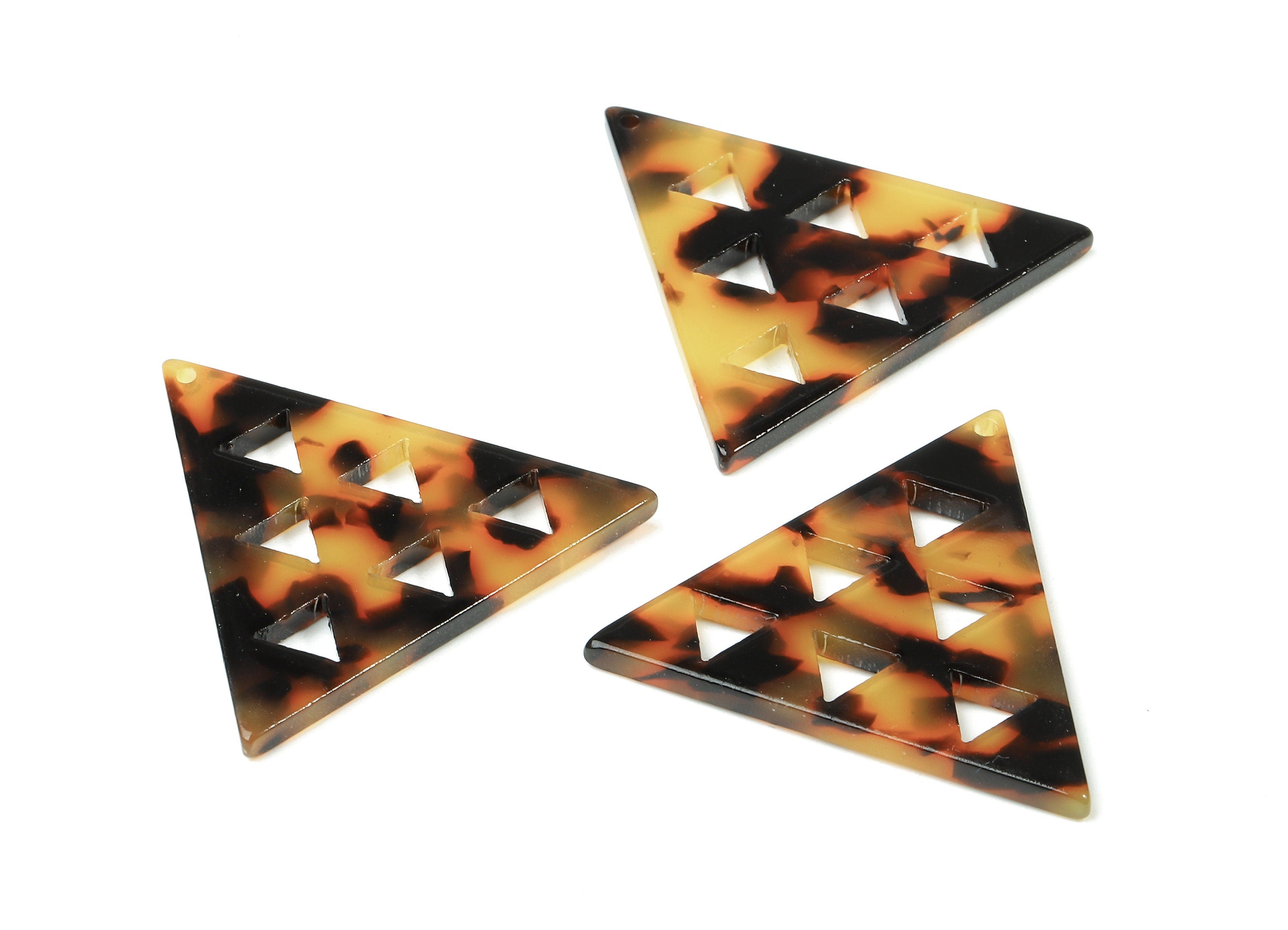 Acetate Triangle Charms - Tortoise Shell Earrings - Triangle Pendant - Jewelry Supplies - Color Code: A01 - 34.57x34.57x2.59mm - AC1713-A01 - DOMEDBAZAAR