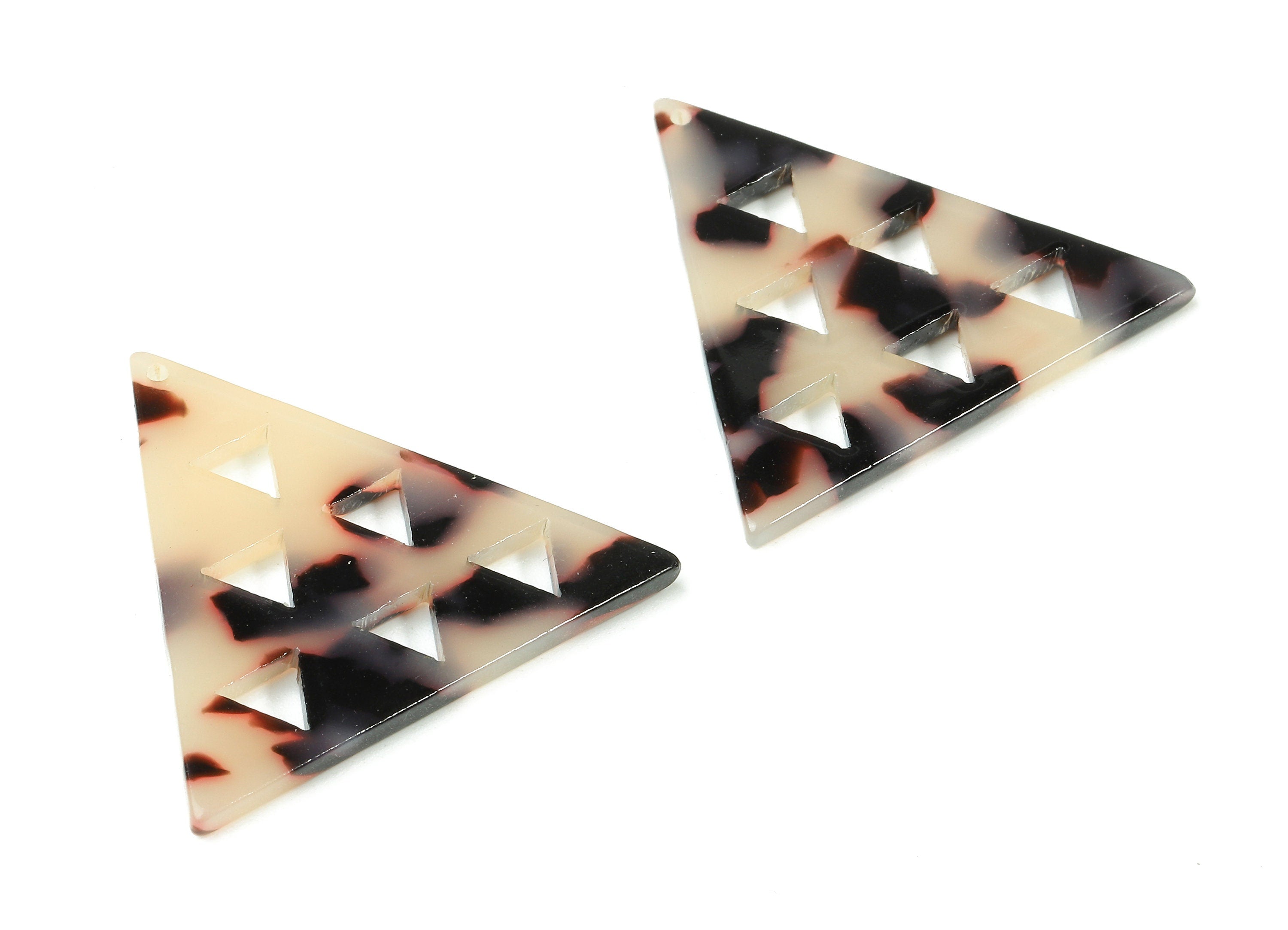 Acetate Triangle Charms - Blonde Tortoise Shell Earrings - Triangle Earrings and Pendant - Color Code: A07 - 34.57x34.57x2.59mm - AC1713-A07 - DOMEDBAZAAR