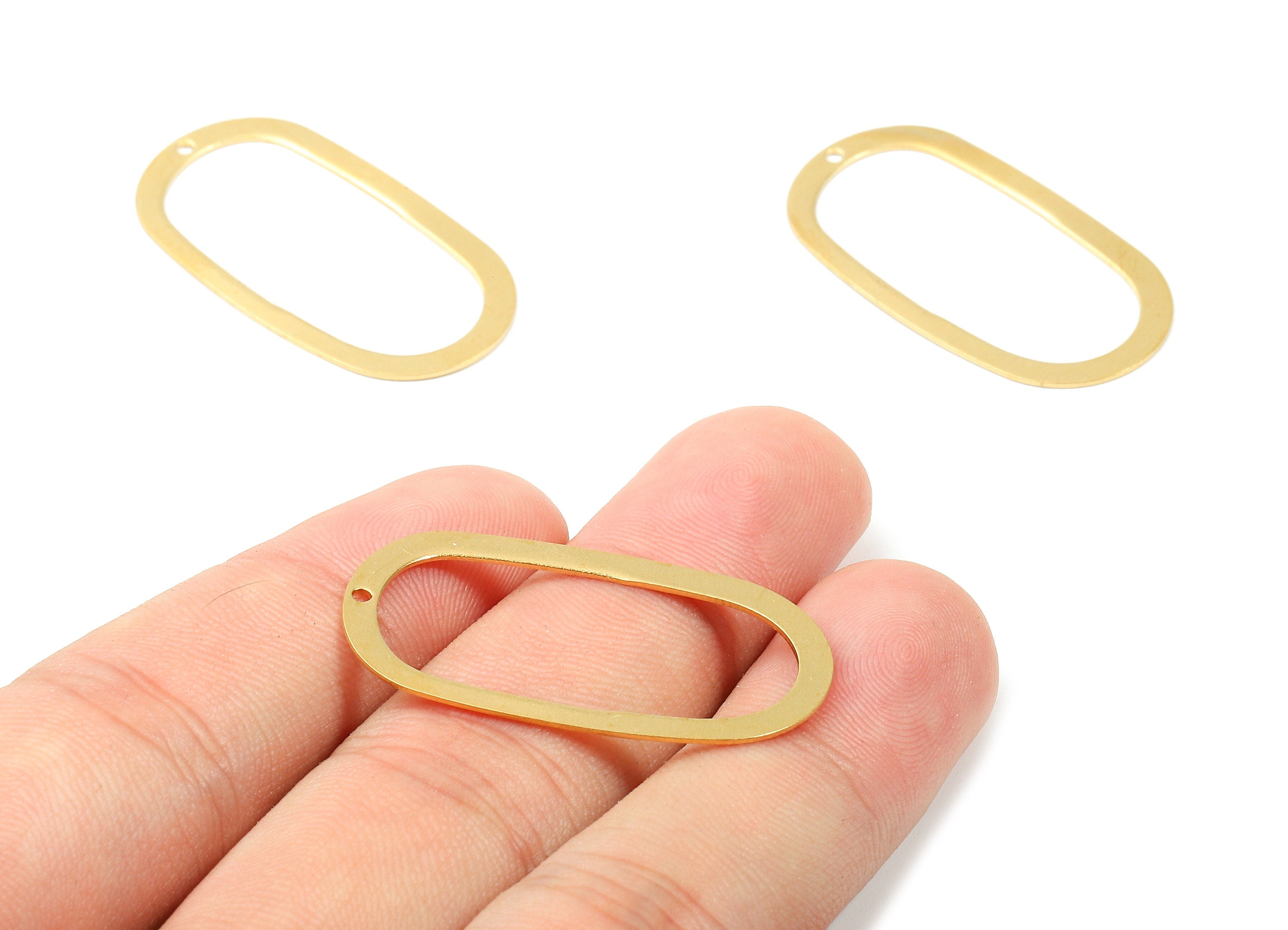 Brass Oval Charms - Raw Brass Oval Earrings and Pendant - Brass Oval Necklace - Jewelry Supplies - 35.12x19.21x0.6mm - PP2809 - DOMEDBAZAAR