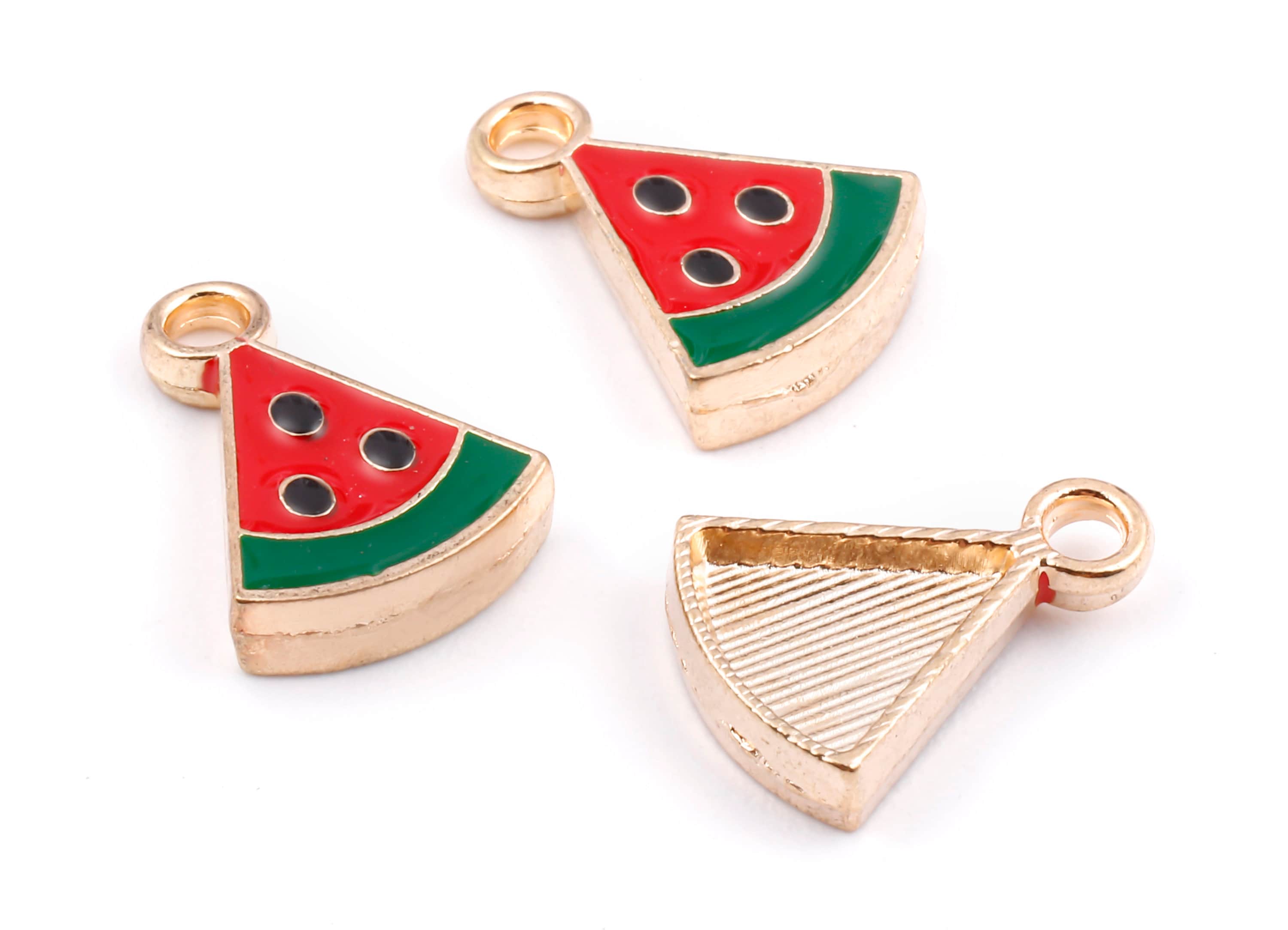 Alloy Watermelon Charms - Zinc Alloy Watermelon Earrings - Watermelon Enamel Pendant - Necklace Pendant - 14.69x10.8x3.21mm - ZZ1406 - DOMEDBAZAAR