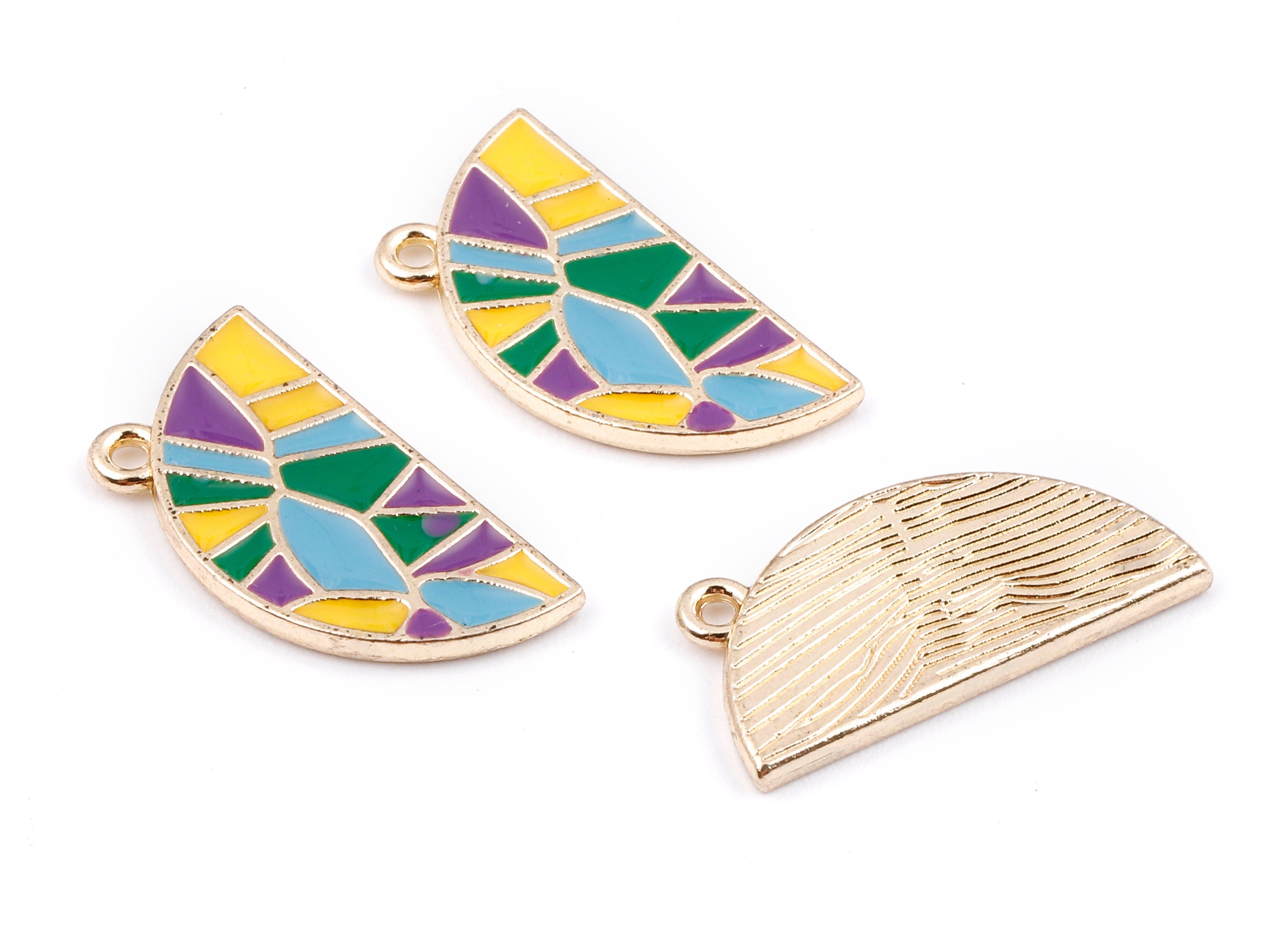 Alloy Half Moon Charms - Zinc Alloy Half Circle Earrings - Half Moon Enamel Pendant - Necklace Pendant - 20.35x10.22x1.52mm - ZZ1393 - DOMEDBAZAAR