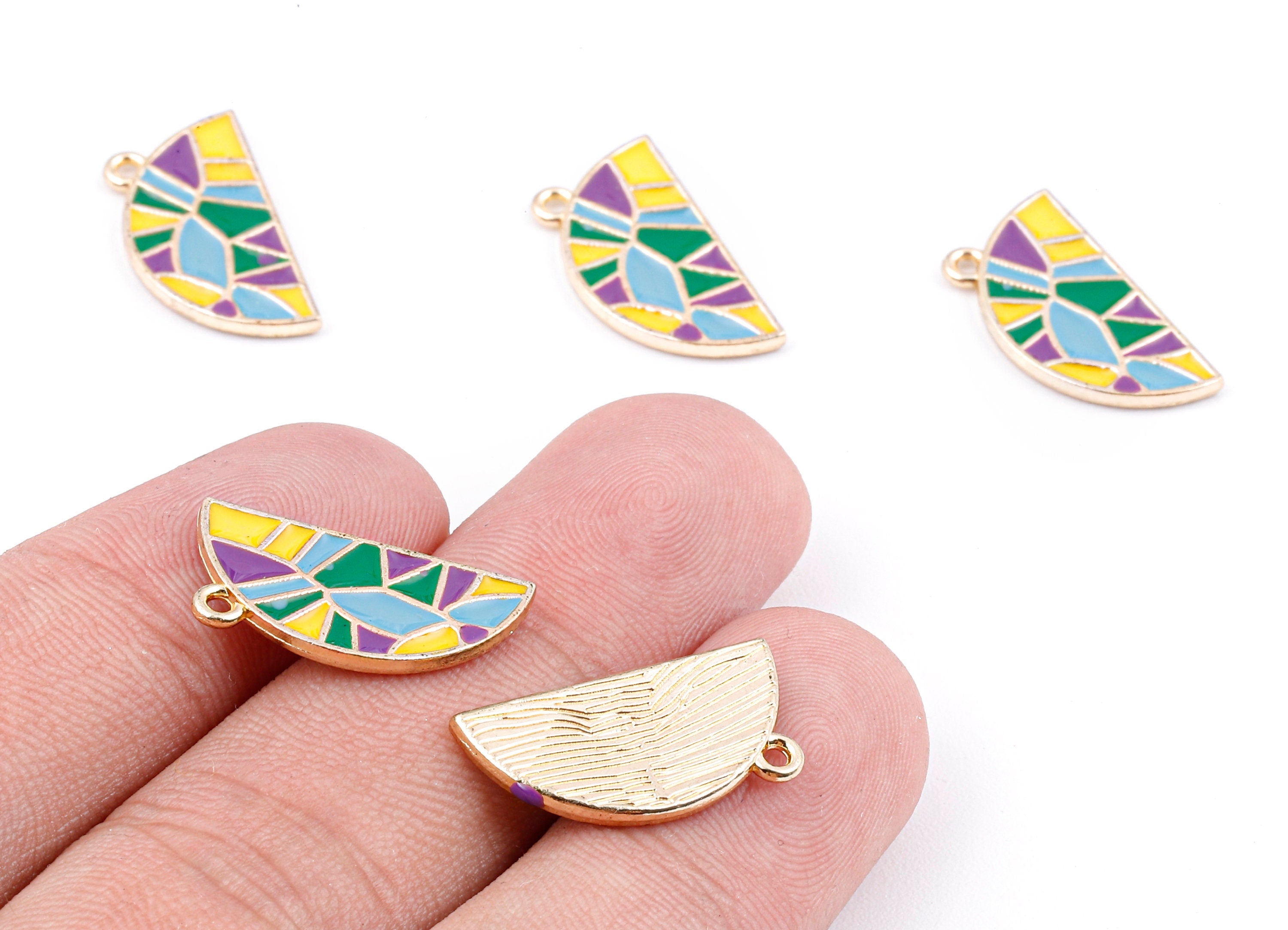 Alloy Half Moon Charms - Zinc Alloy Half Circle Earrings - Half Moon Enamel Pendant - Necklace Pendant - 20.35x10.22x1.52mm - ZZ1393 - DOMEDBAZAAR