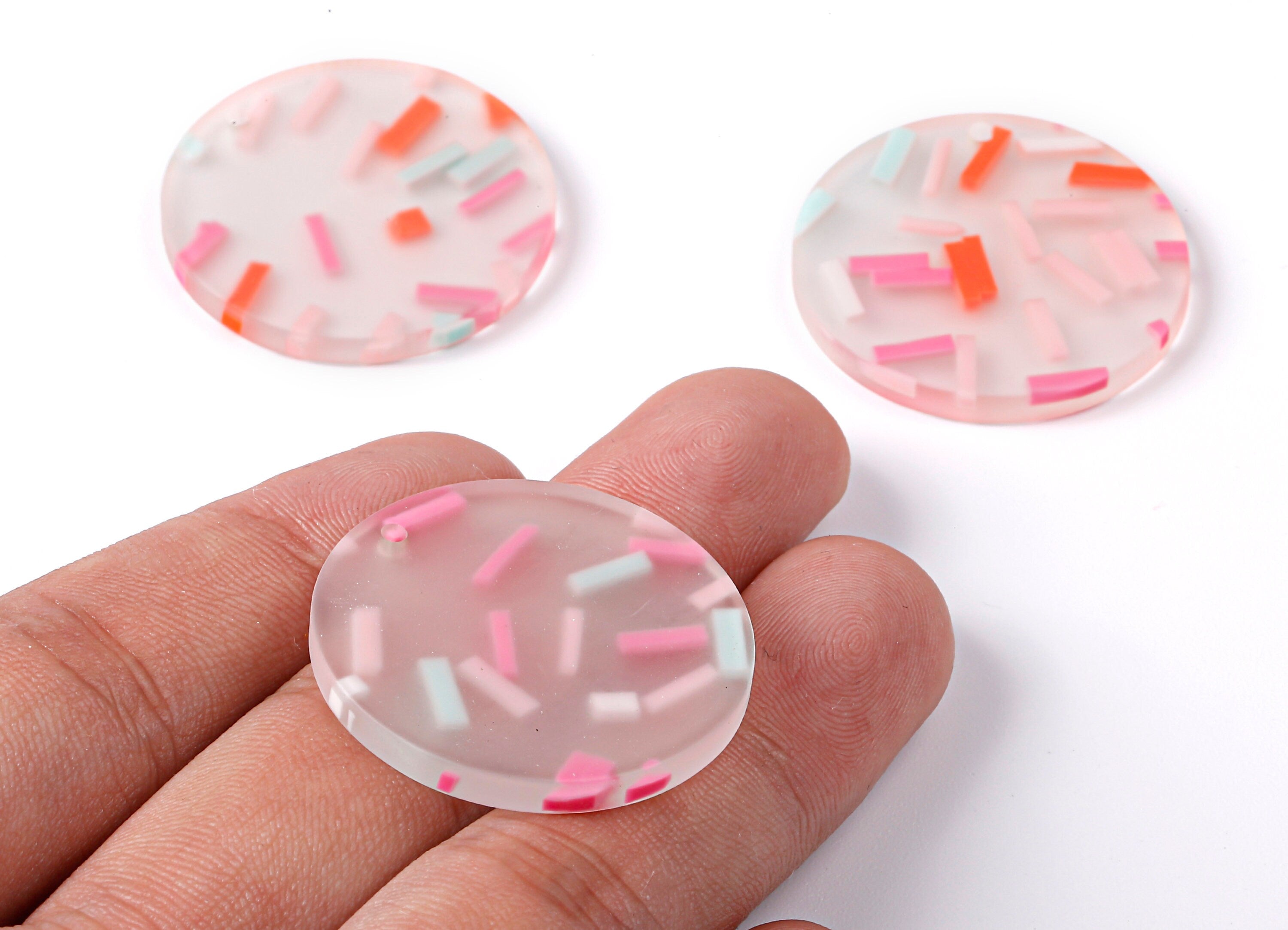 Acrylic Round Charms - Matte Acrylic Coin Earrings and Pendant - Jewelry Supplies - Color Code: A371 - 31.5x31.5x3.38mm - AC1709 - DOMEDBAZAAR