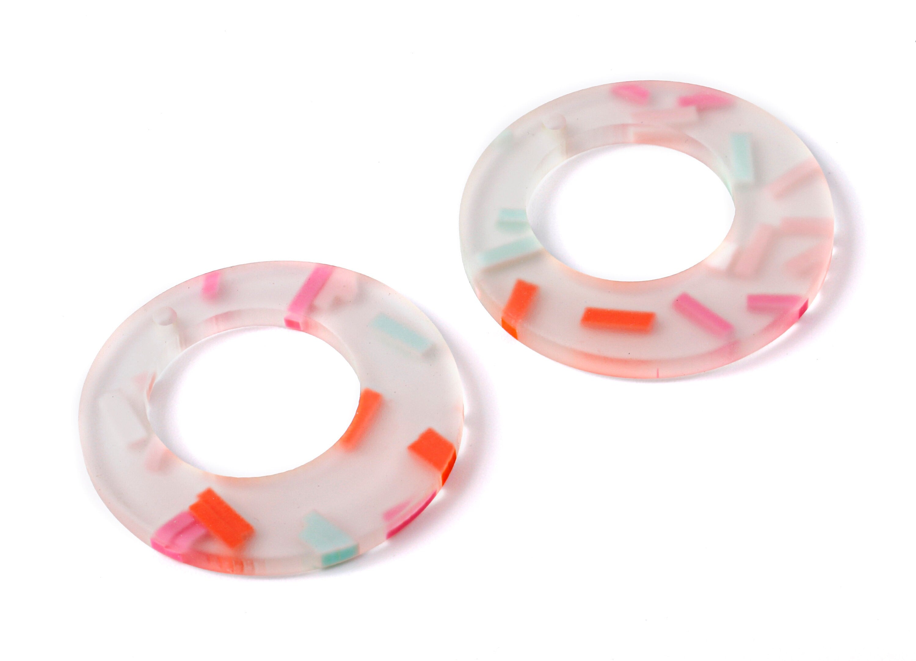 Acrylic Circle Charms - Matte Acrylic Circle Earrings and Pendant - Jewelry Supplies - Color Code: A371 - 34.35x34.35x3.04mm - AC1707 - DOMEDBAZAAR