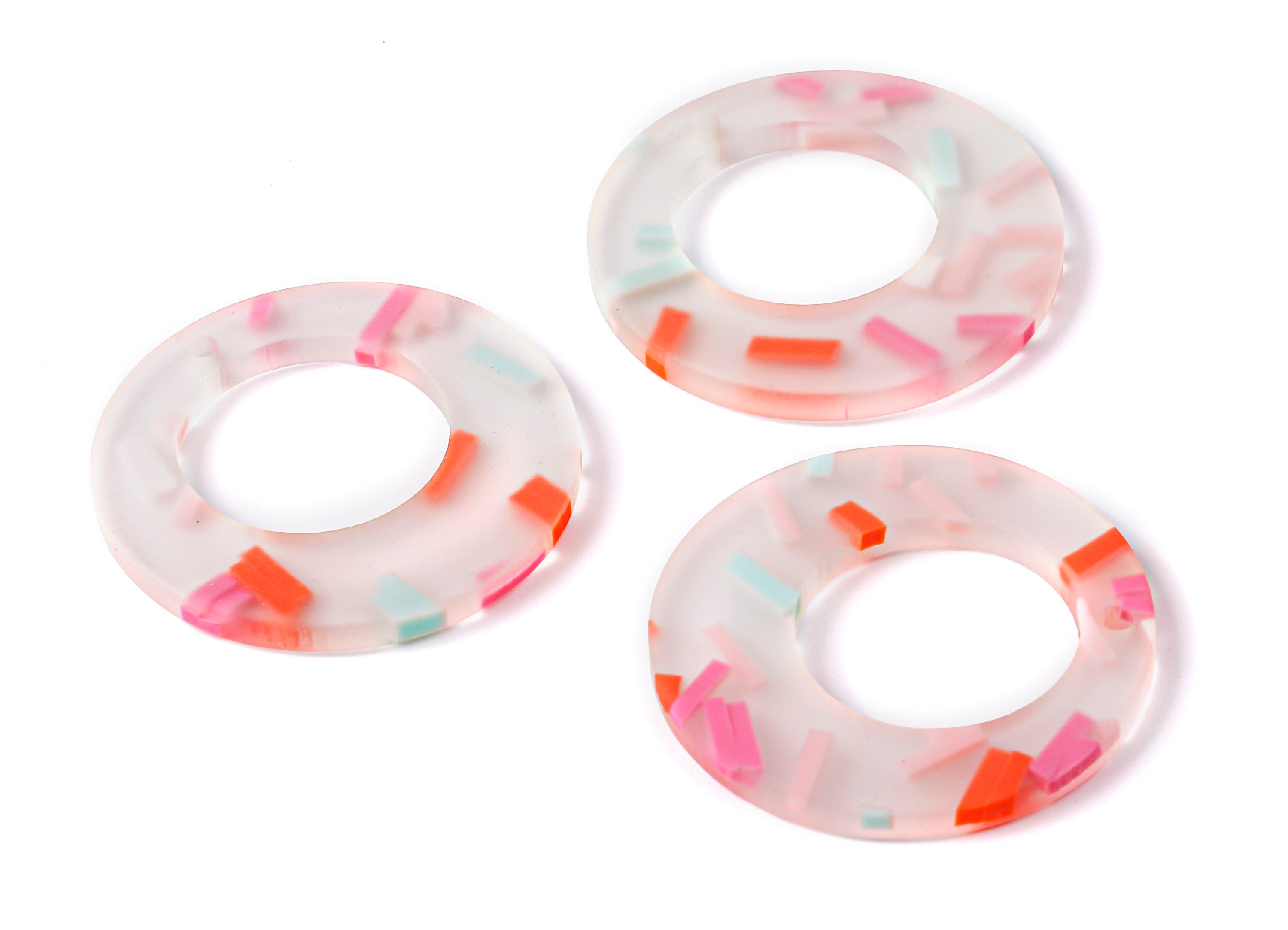 Acrylic Circle Charms - Matte Acrylic Circle Earrings and Pendant - Jewelry Supplies - Color Code: A371 - 34.35x34.35x3.04mm - AC1707 - DOMEDBAZAAR