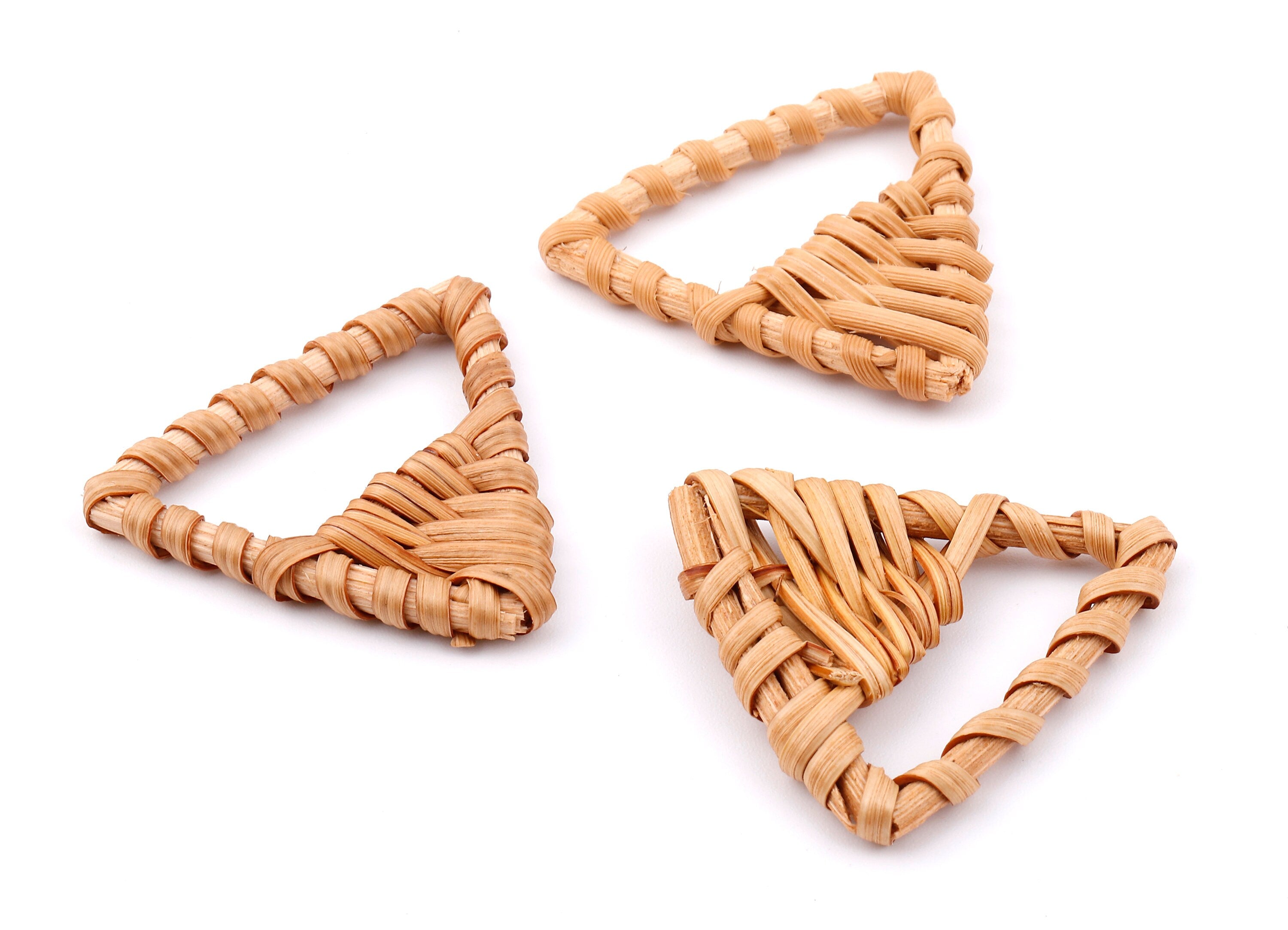 Handwoven Rattan Triangle Charms - Triangle Rattan Earrings and Pendant - Woven Earrings - Jewelery Handmade - 40.16x40.16x5.25mm - RT1317 - DOMEDBAZAAR