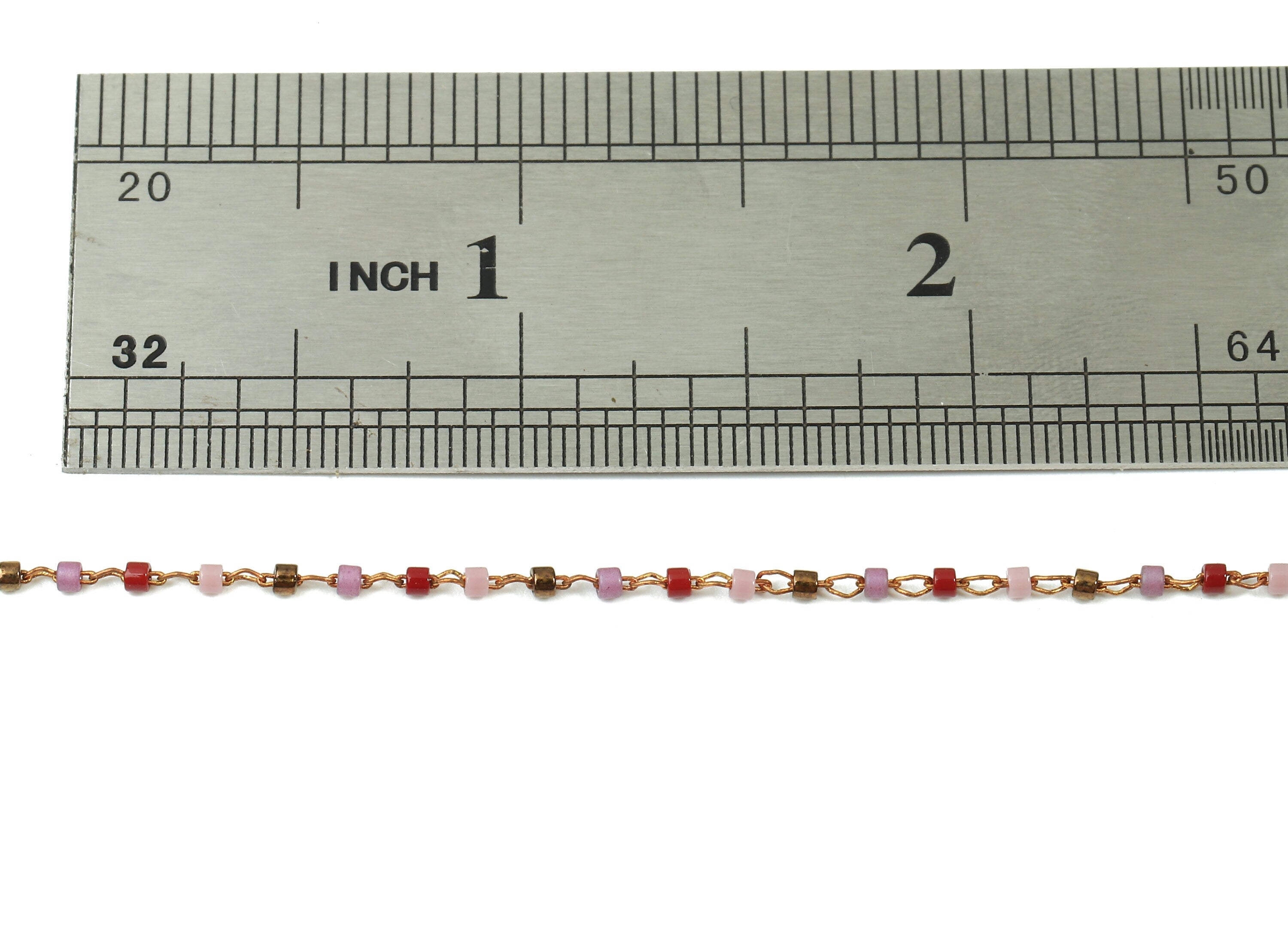 Toho Glass Beaded Chain - Seed Beads Chain - Toho Glass Bead - Stainless Steel - Jewelry Making Chain - 1.63mm x 1.44mm - TH1026 - DOMEDBAZAAR