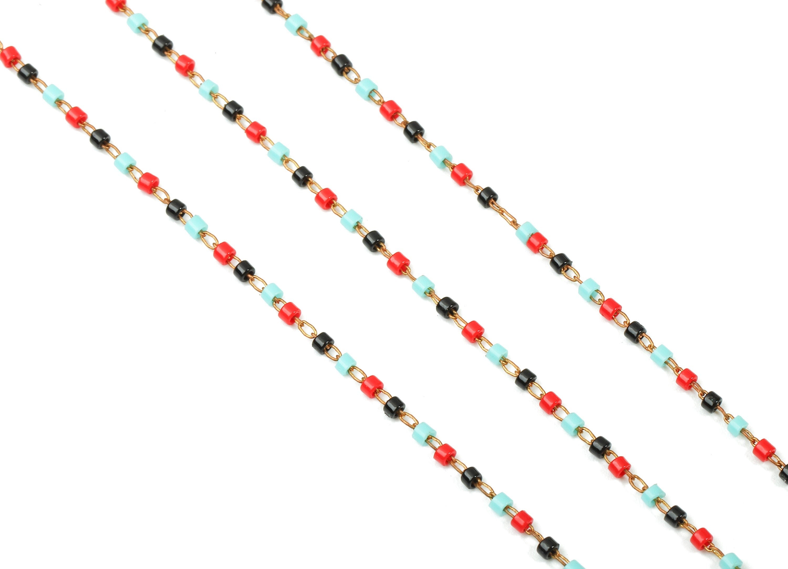 Toho Glass Beaded Chain - Seed Beads Chain - Toho Glass Bead - Stainless Steel - Jewelry Making Chain - 1.63mm x 1.44mm - TH1029 - DOMEDBAZAAR