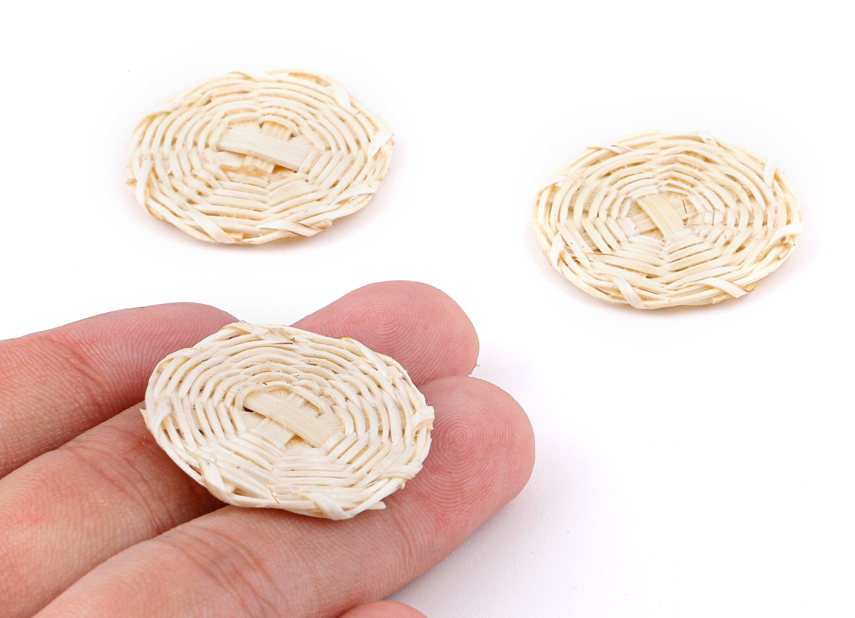 Handwoven Rattan Round Charms - Round Rattan Earrings and Pendant - Woven Earrings - Jewelry Handmade - 31.26x31.26x3.23mm - RT1323 - DOMEDBAZAAR
