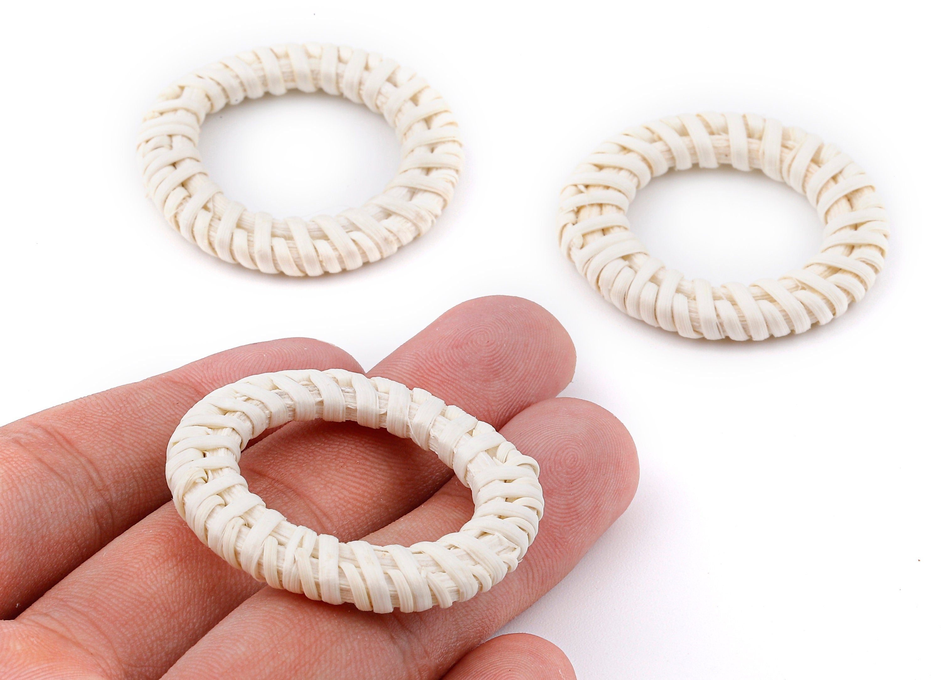 Handwoven Rattan Circle Charms - Circle Rattan Earrings and Pendant - Woven Earrings - Jewelry Handmade - 41.55x41.55x5.19mm - RT1325 - DOMEDBAZAAR