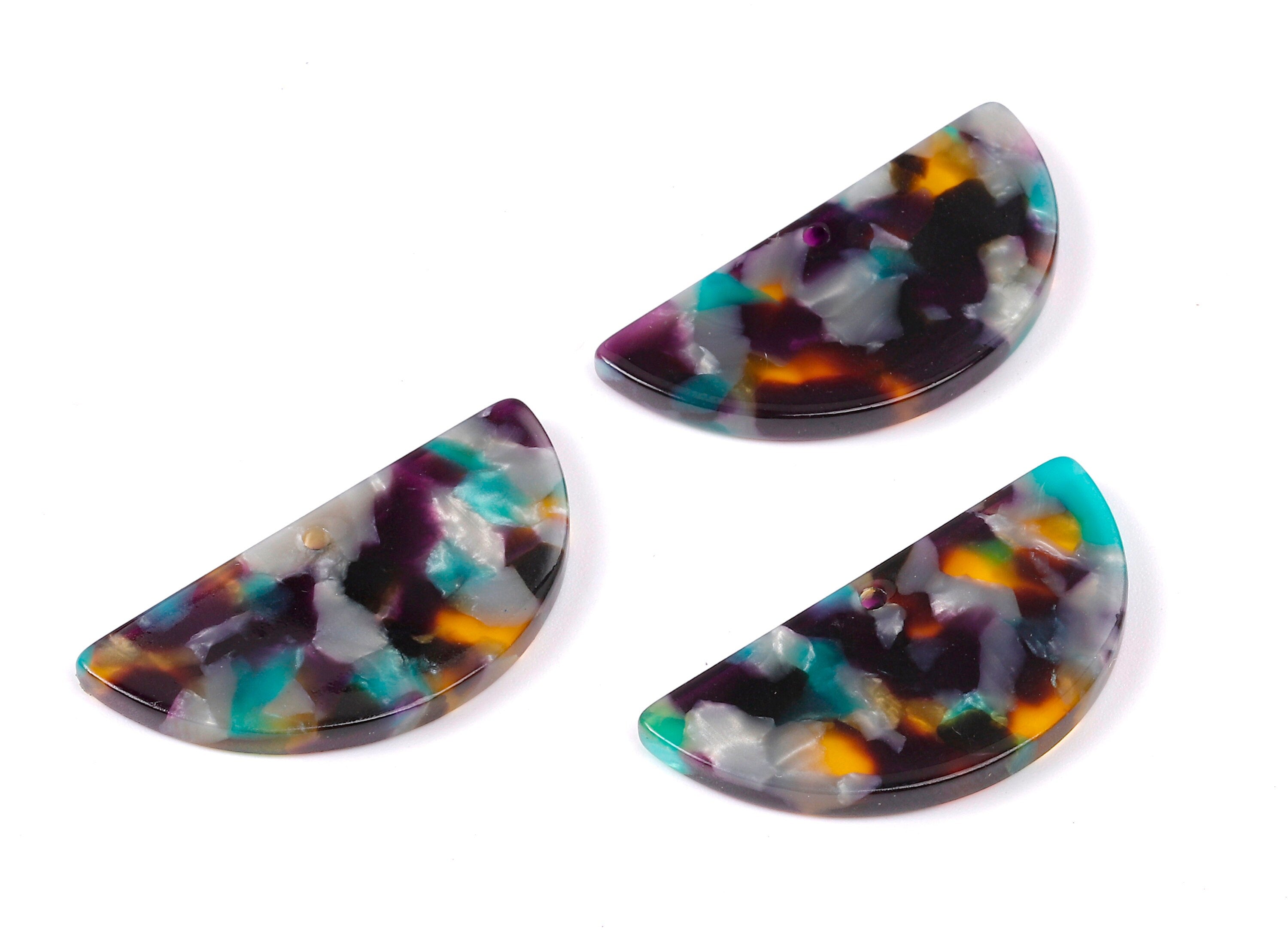 Acetate Semicircle Charms - Semicircle Earrings and Pendant - Jewelry Supplies - Color Code: A50 - 15.7x31.5x2.63mm - AC1006-A50 - DOMEDBAZAAR