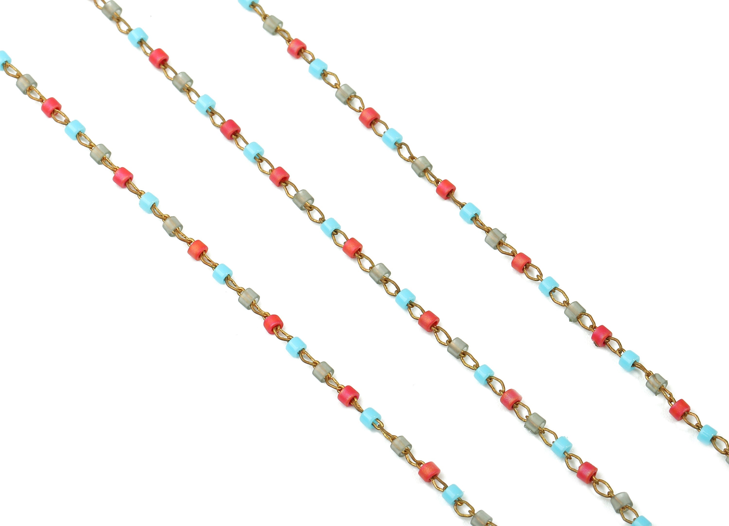 Toho Glass Beaded Chain - Seed Beads Chain - Toho Glass Bead - Stainless Steel - Jewelry Making Chain - 1.63mm x 1.44mm - TH1040 - DOMEDBAZAAR