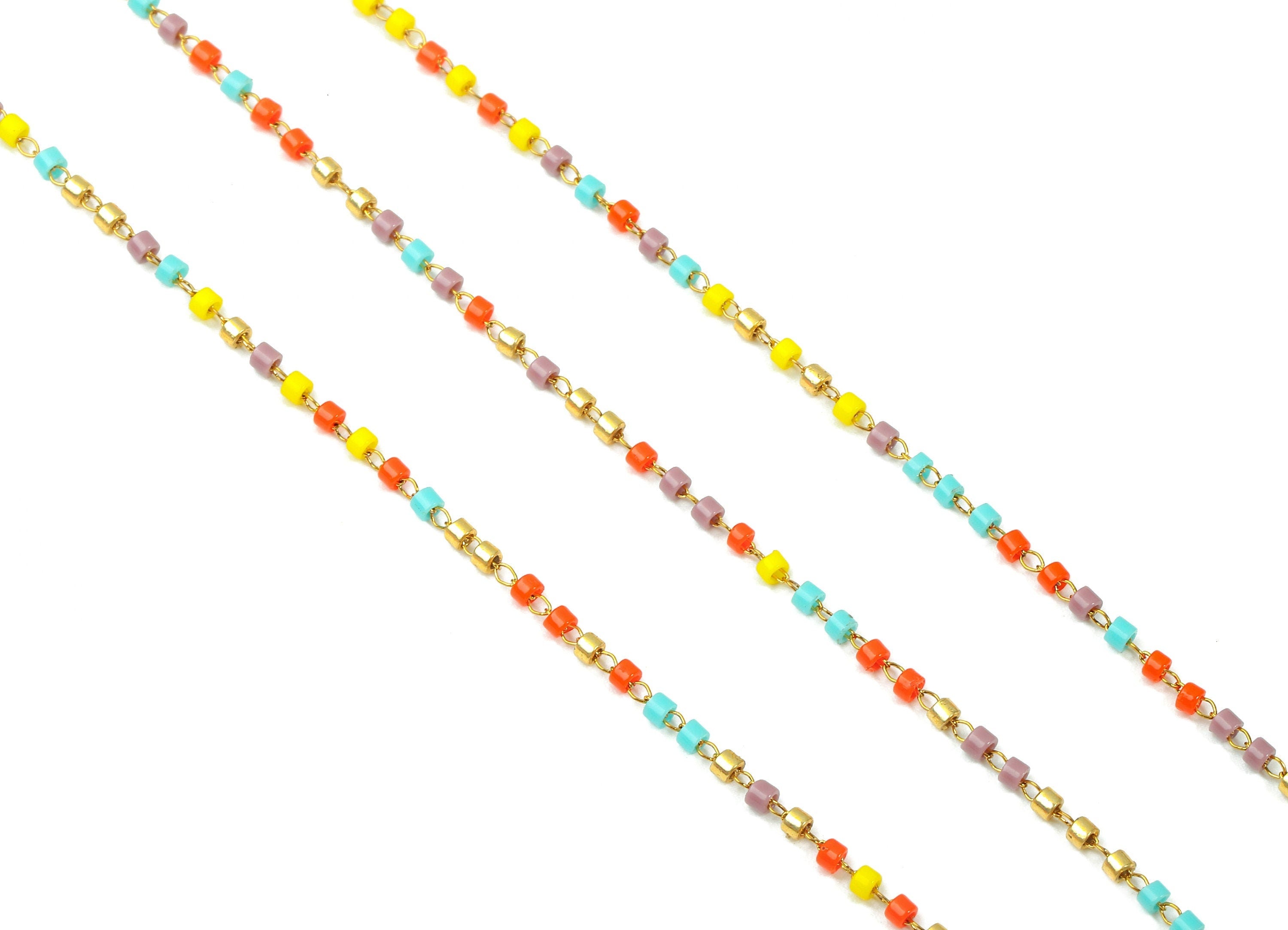 Toho Glass Beaded Chain - Seed Beads Chain - Toho Glass Bead - Stainless Steel - Jewelry Making Chain - 1.63mm x 1.44mm - TH1051 - DOMEDBAZAAR